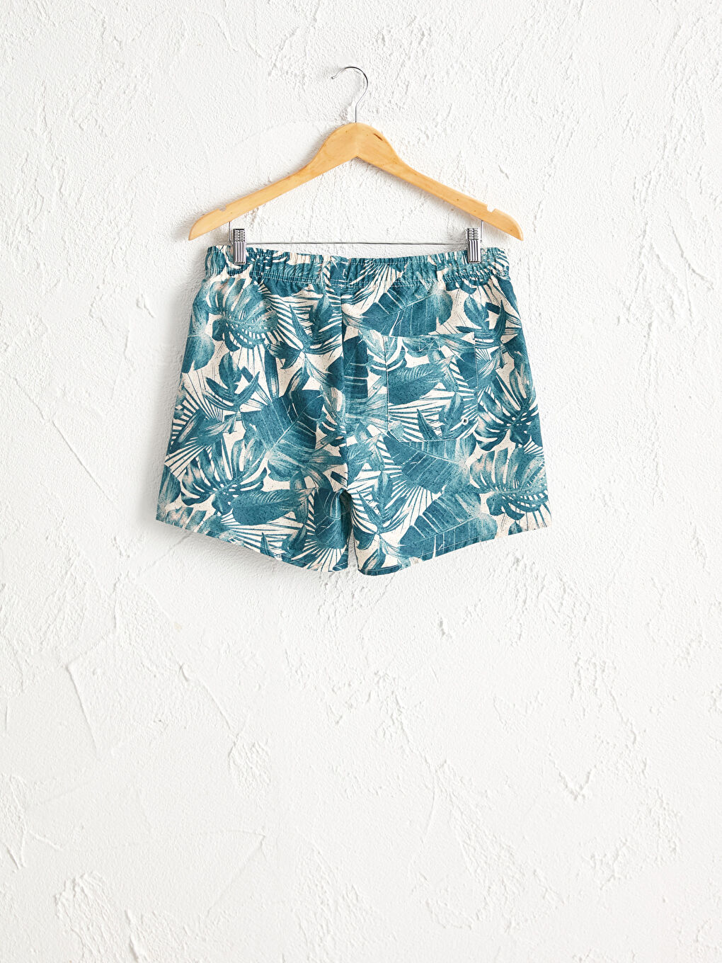 Yeşil Doğa Dostu Kısa Boy Baskılı Standart Kalıp Deniz Şortu-1
