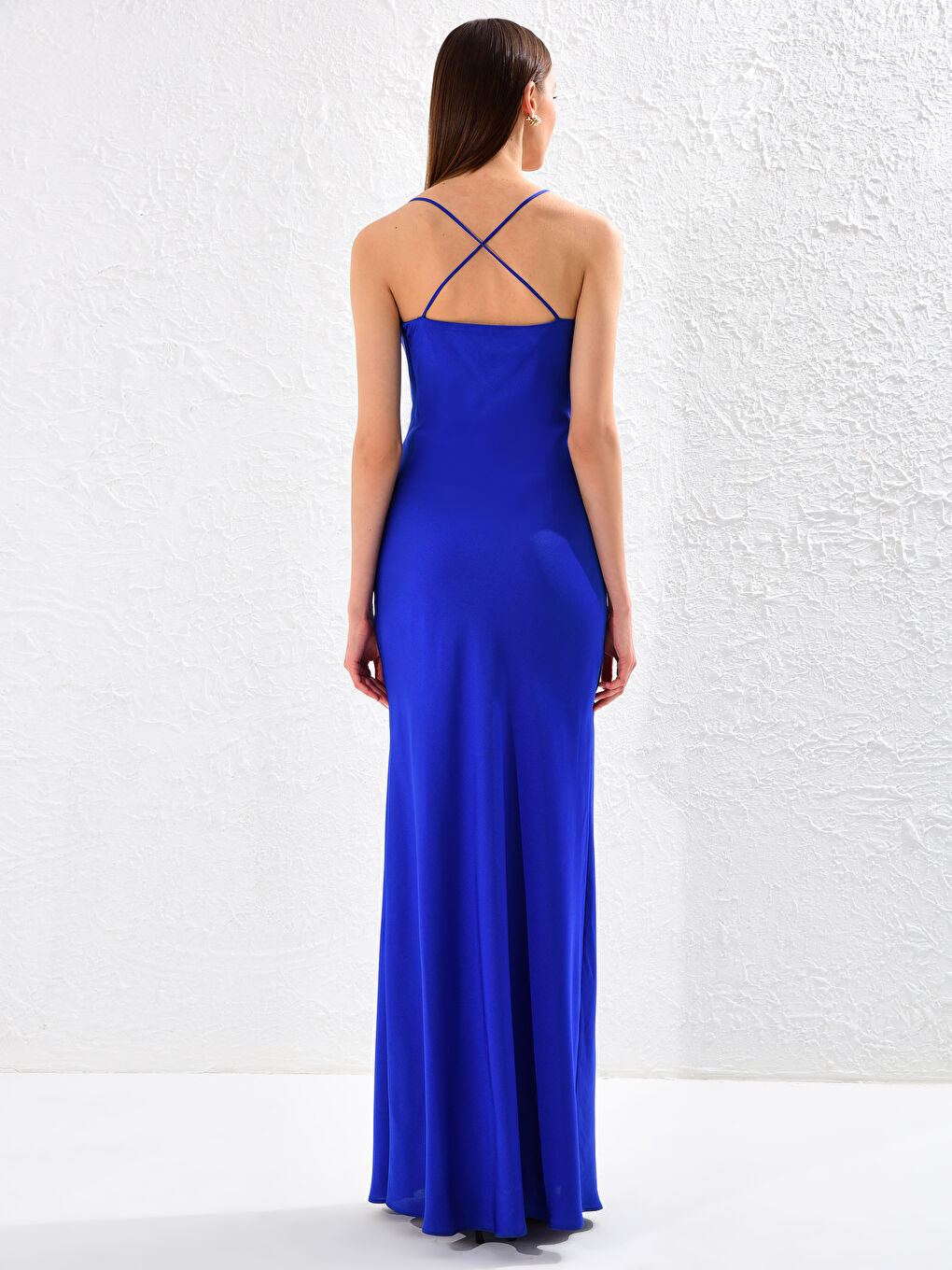 Lacivert Askılı Kadın Elbise-9