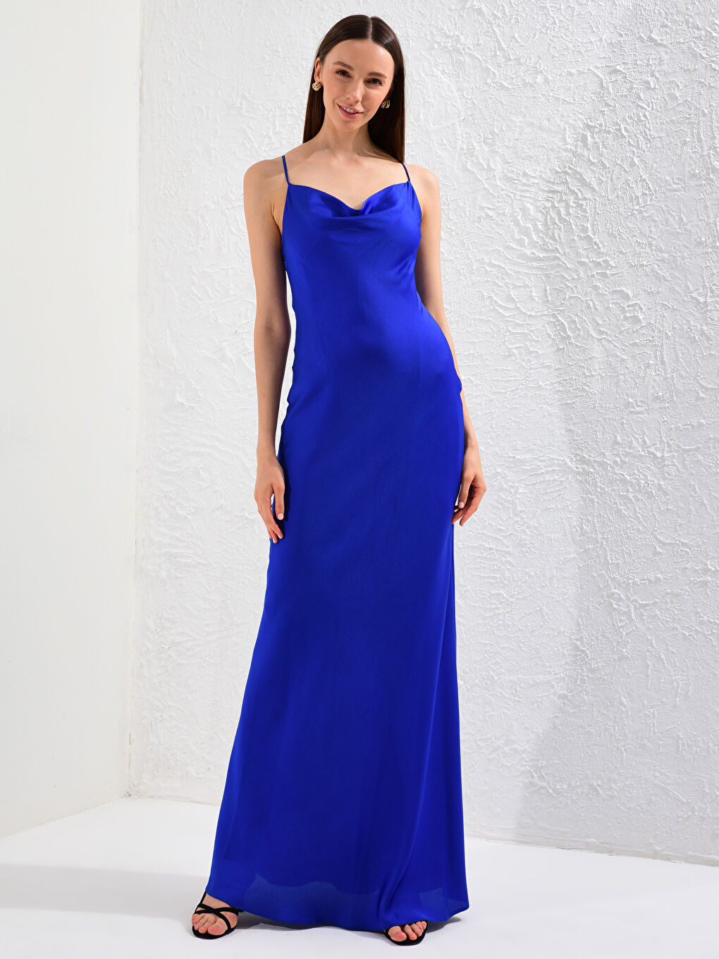 Lacivert Askılı Kadın Elbise-2