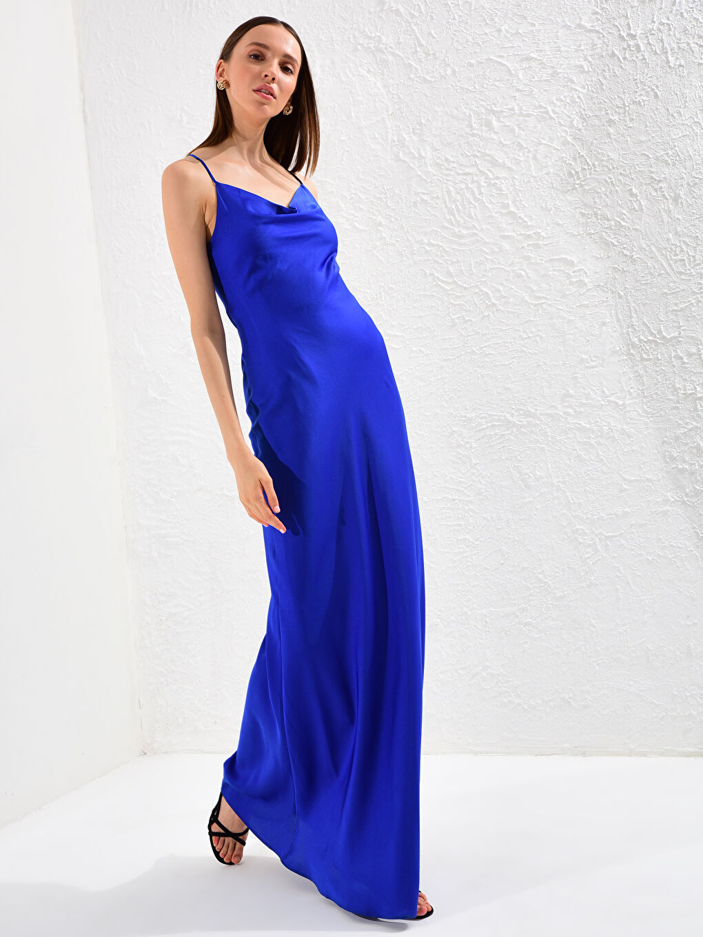 Lacivert Askılı Kadın Elbise-7