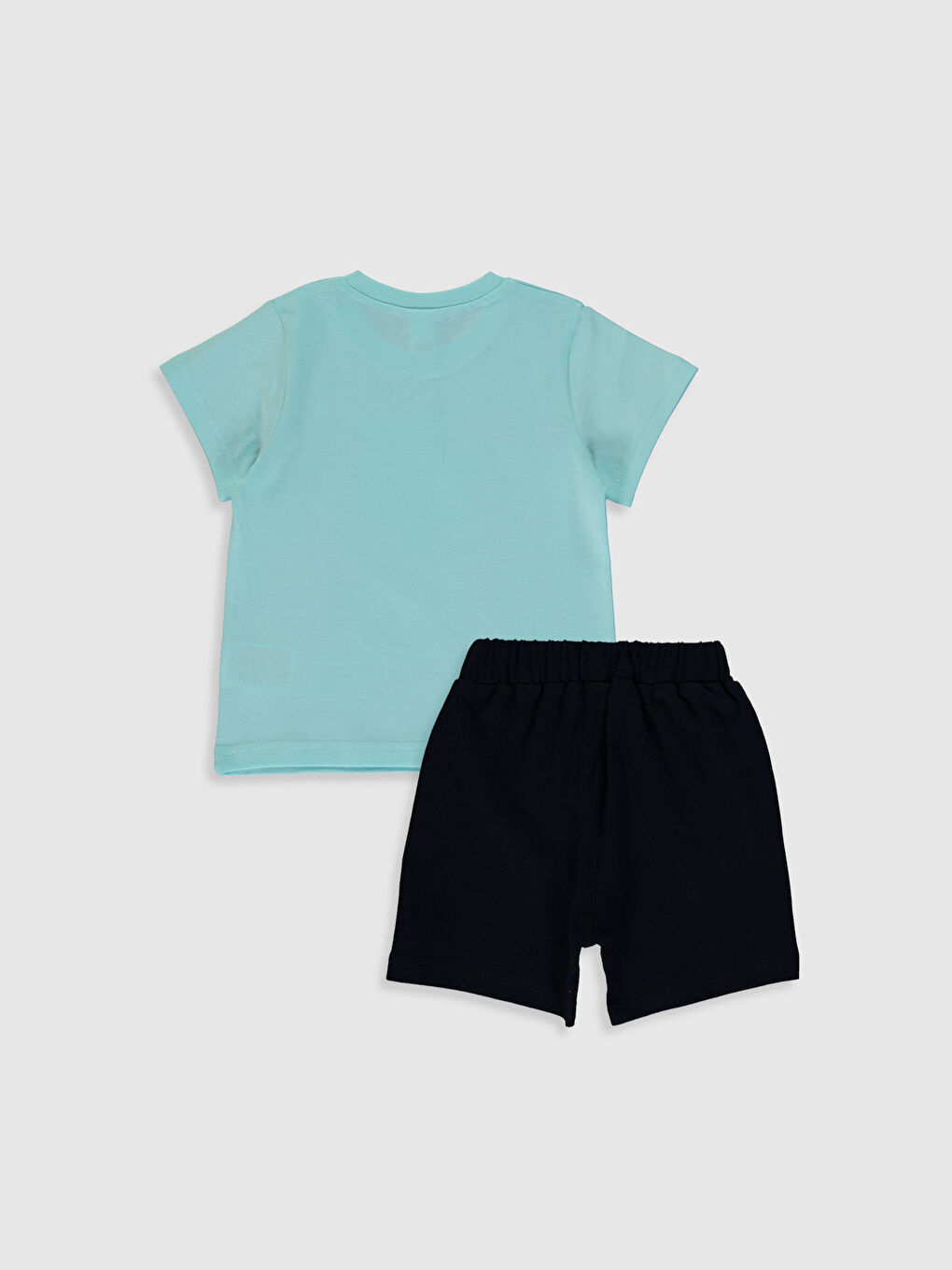 Mavi Bisiklet Yaka Kısa Kol Baskılı Erkek Bebek Tişört ve Şort 2'li-1