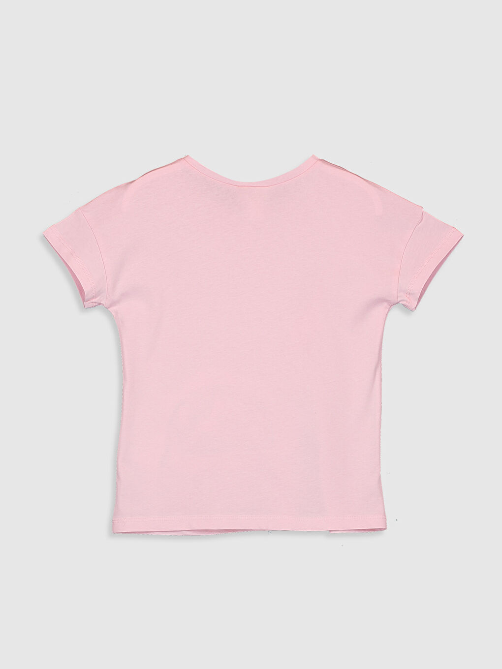Pembe Kız Çocuk Baskılı Pamuklu Tişört-2