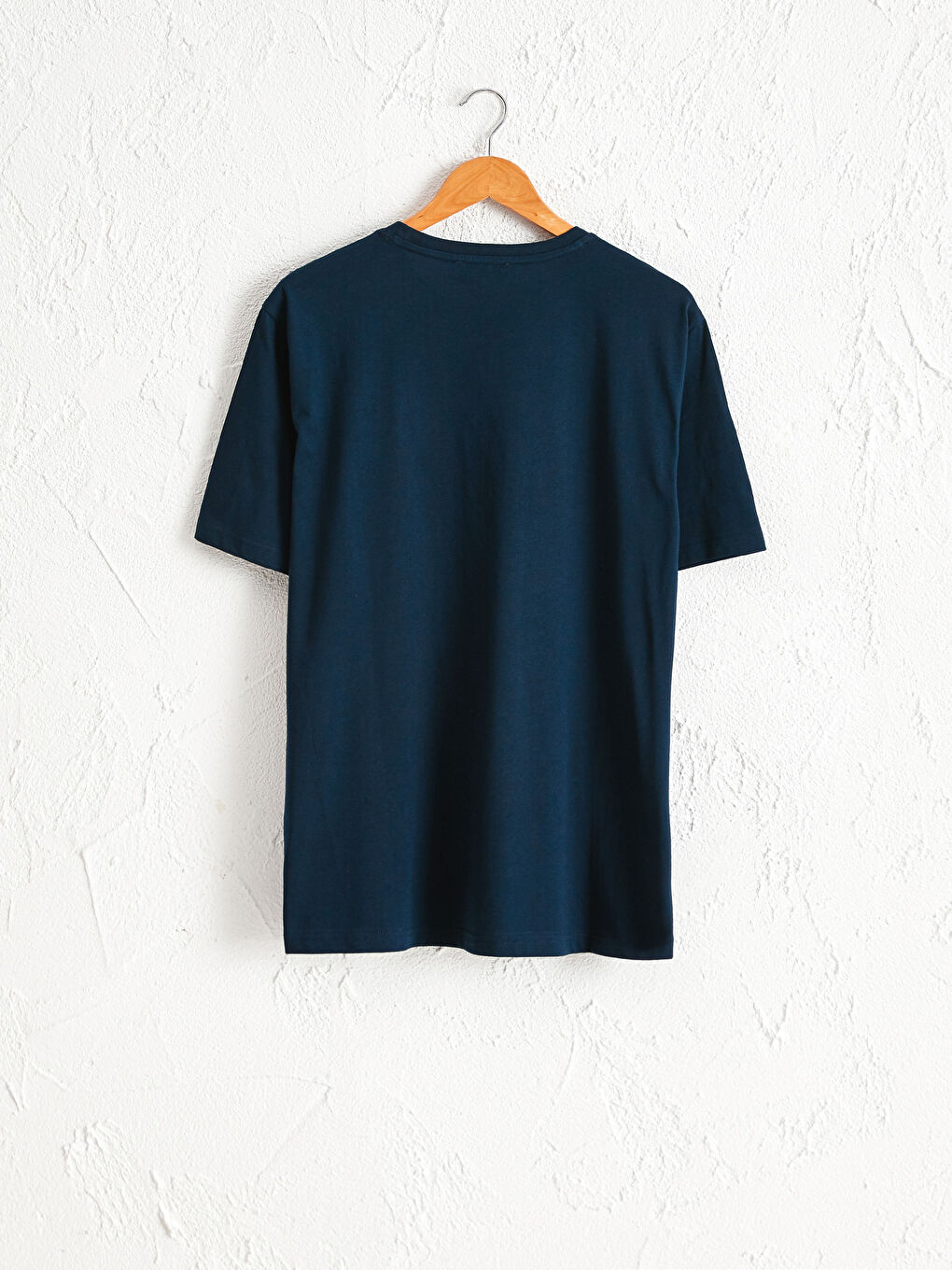 Lacivert Bisiklet Yaka Antalya Baskılı Penye Tişört-1