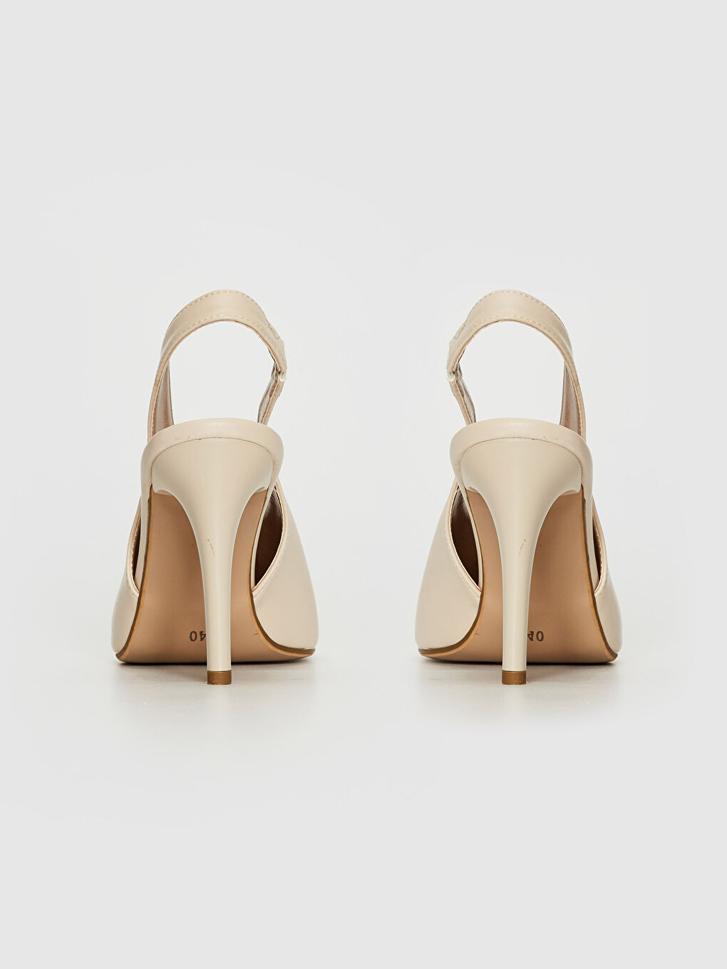 Bej Kadın Sivri Burun Topuklu Ayakkabı-6
