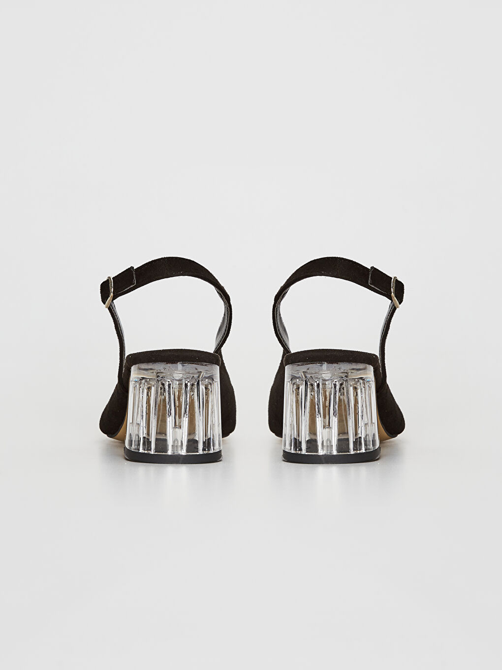 Siyah Kadın Şeffaf Topuk Sivri Burun Topuklu Ayakkabı-3