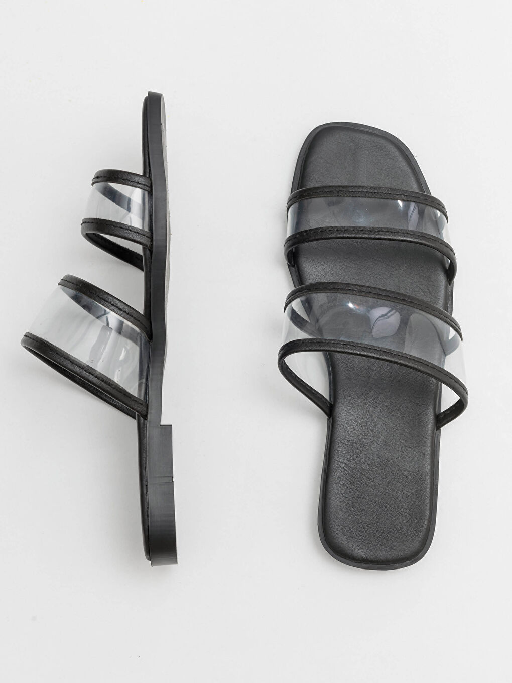 Siyah Kadın Şeffaf Bantlı Terlik-2