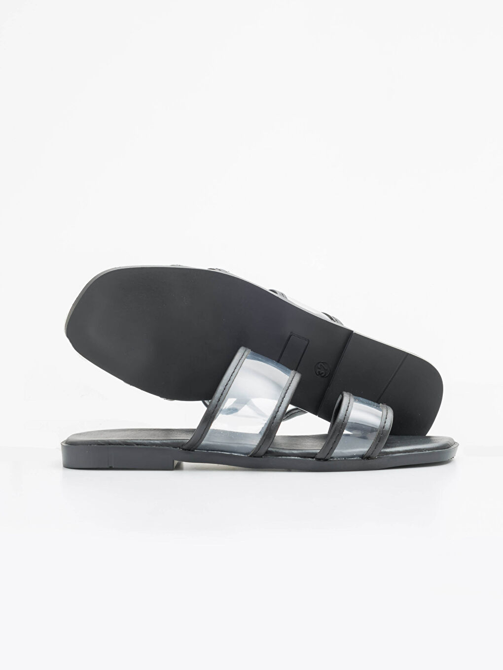 Siyah Kadın Şeffaf Bantlı Terlik-3