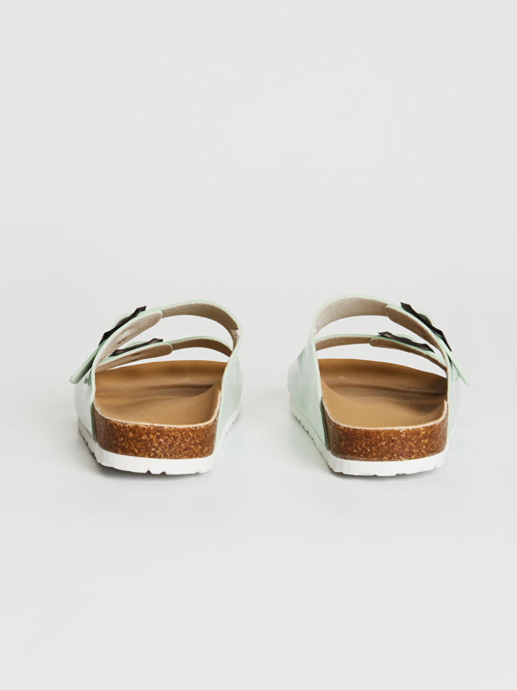 Yeşil Kadın Çift Bantlı Kalın Taban Terlik-3