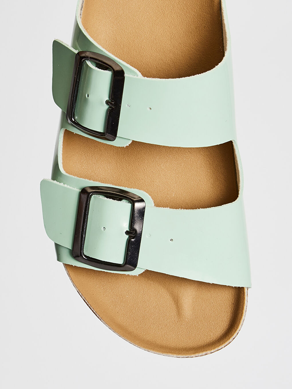 Yeşil Kadın Çift Bantlı Kalın Taban Terlik-5