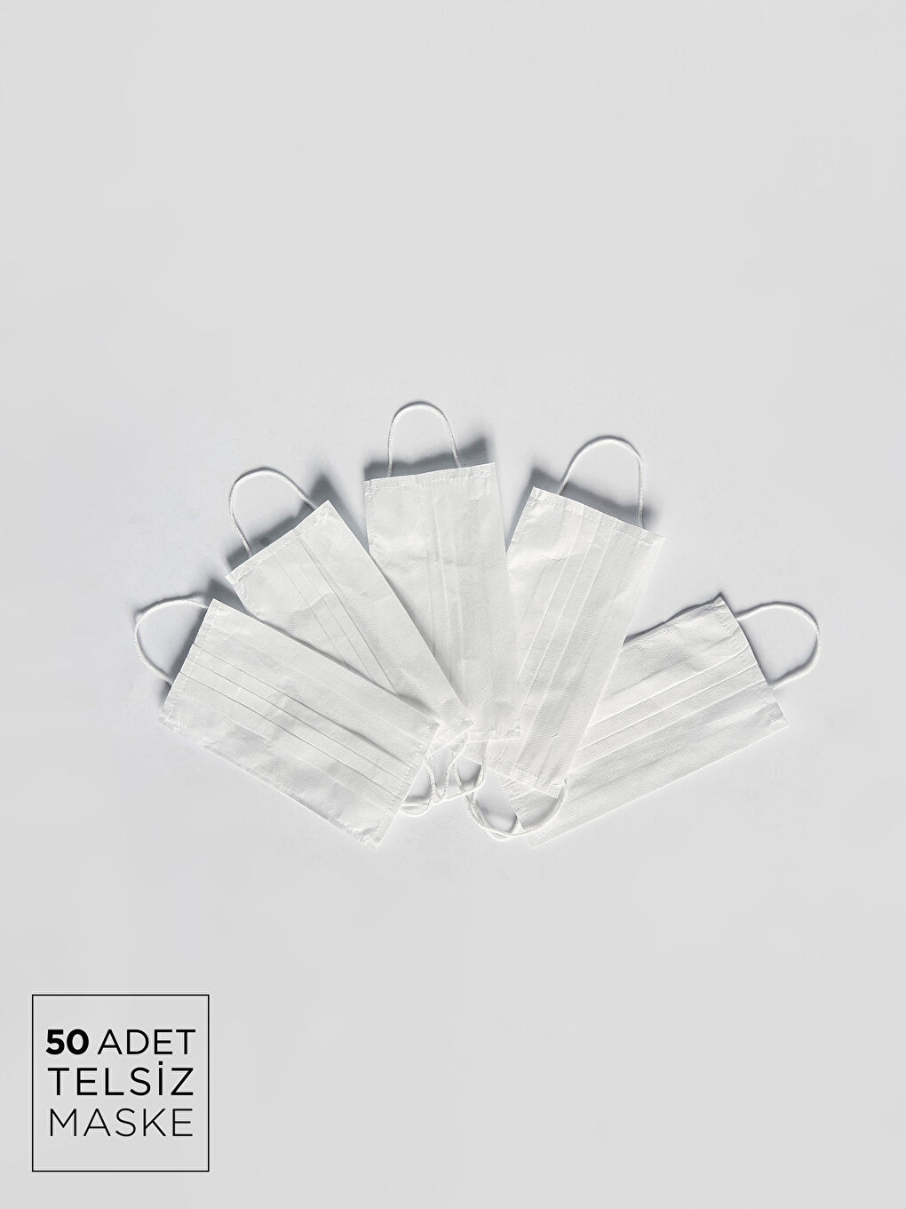 3 Katlı Lastik Halkalı Telsiz Yüz Maskesi 50'li