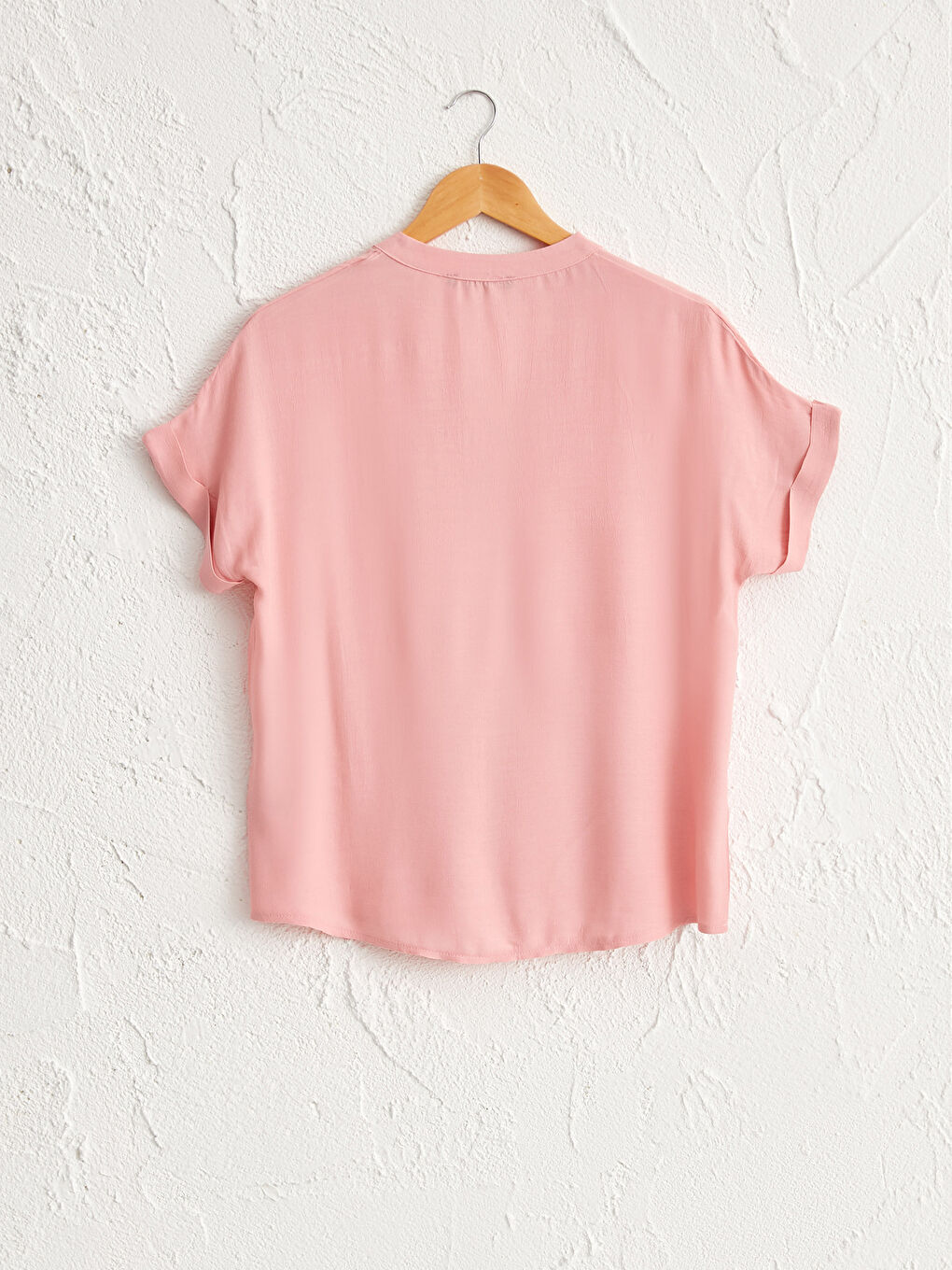 Pembe Yaka Detaylı Viskon Hamile Bluz-2