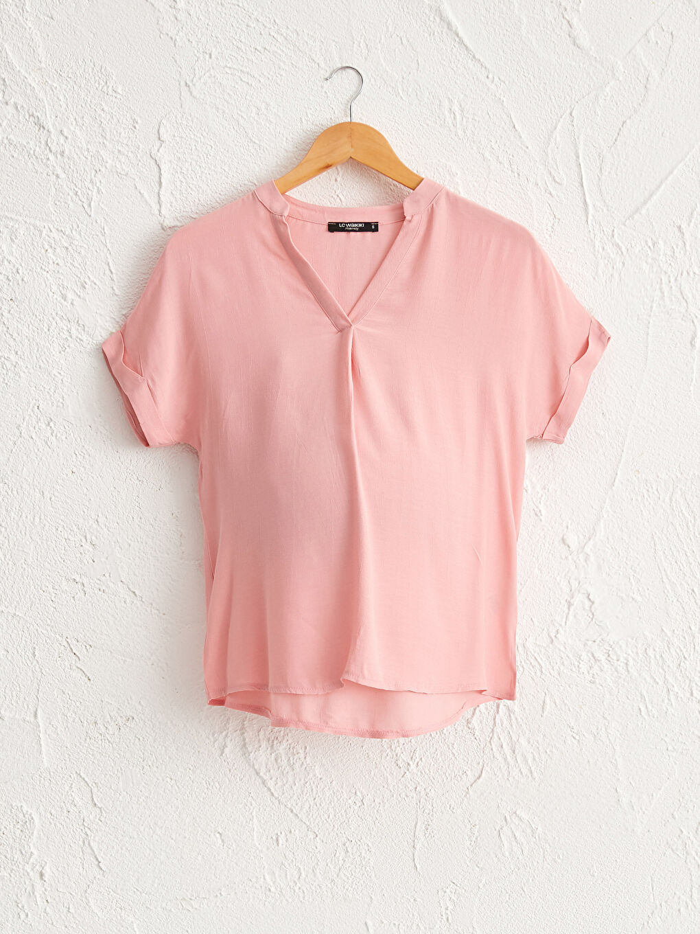 Pembe Yaka Detaylı Viskon Hamile Bluz