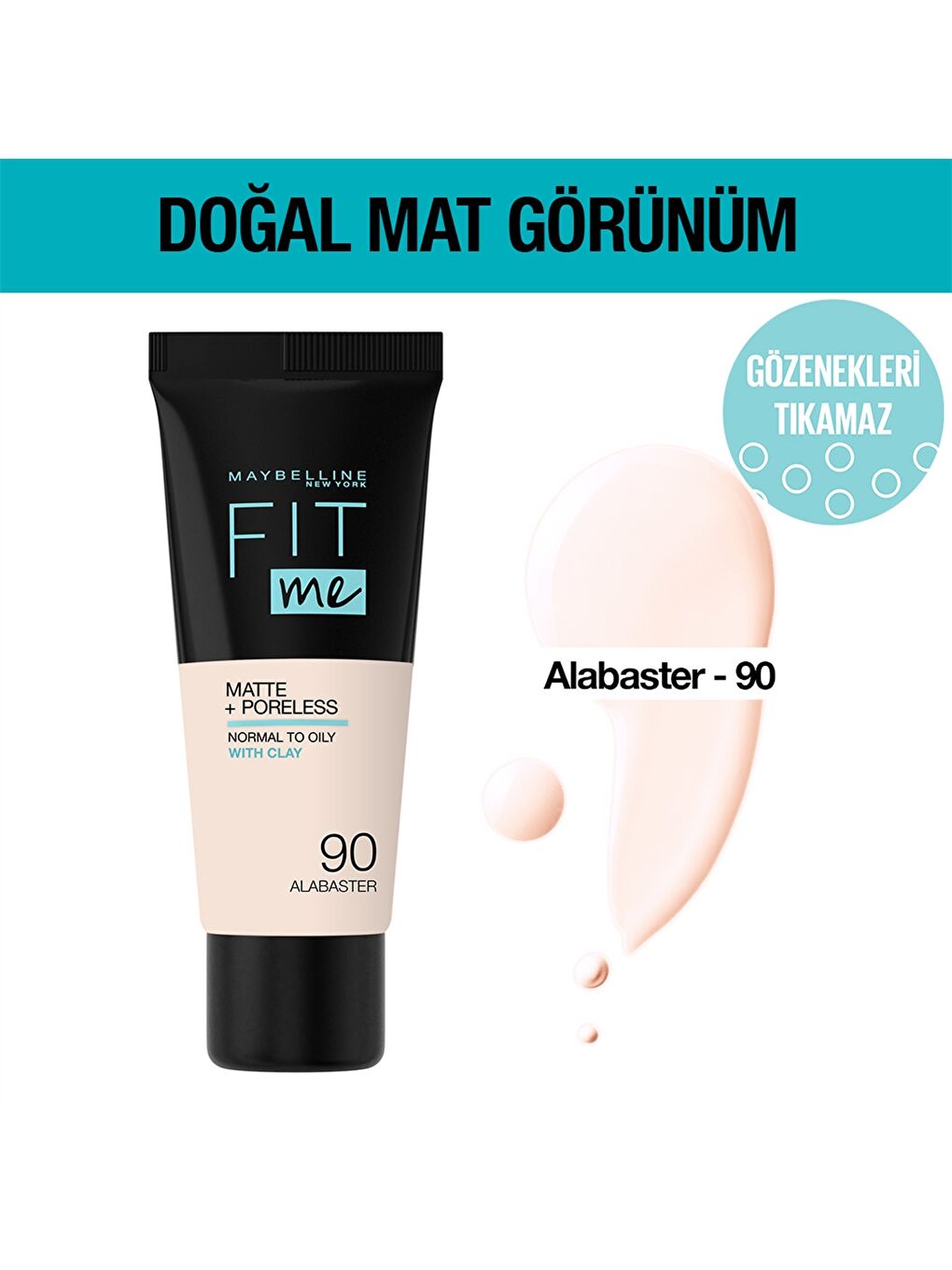 L'Oreal Paris Fit Me Matte + Poreless Foundation - 090 Alabaster -0SAS93Z8-M0T