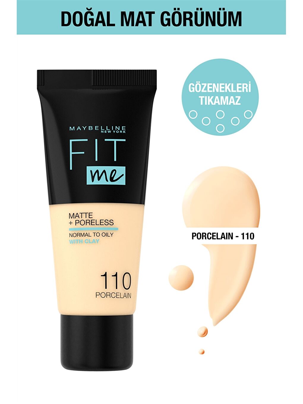 L'Oreal Paris Fit Me Matte + Poreless Foundation - 110 Porcelain -0SAS96Z8-M0T