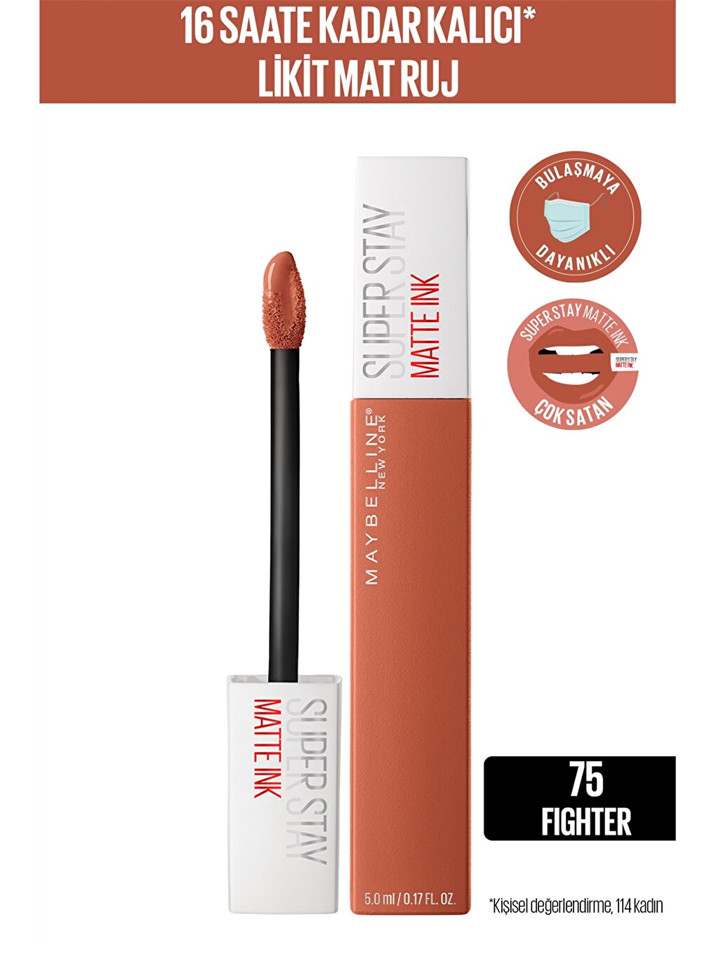 LOREAL PARIS Super Stay Matte Ink Liquid Mat Lipstick - 75 Fighter - Brown -0SAT54Z8-M0T