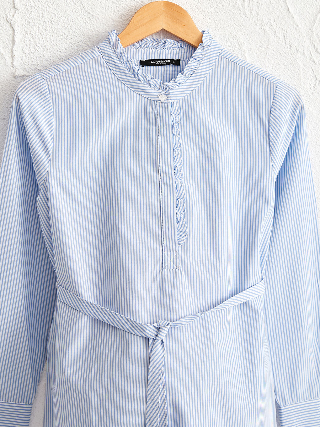 Mavi Çizgili Poplin Hamile Tunik-2