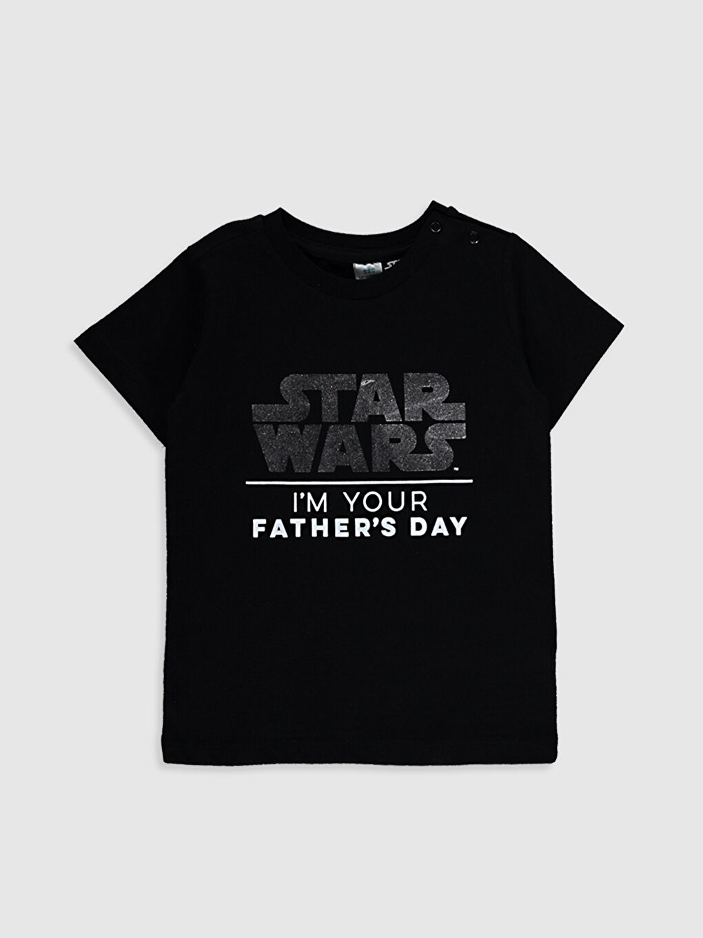 Siyah Erkek Bebek Star Wars Yazı Baskılı Tişört