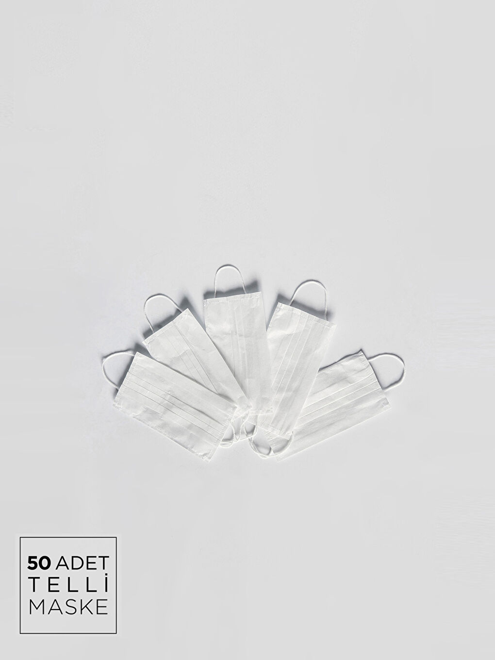 2-8 Yaş Çocuk - 3 katlı Lastik Halkalı Telli Yüz Maskesi 50'li