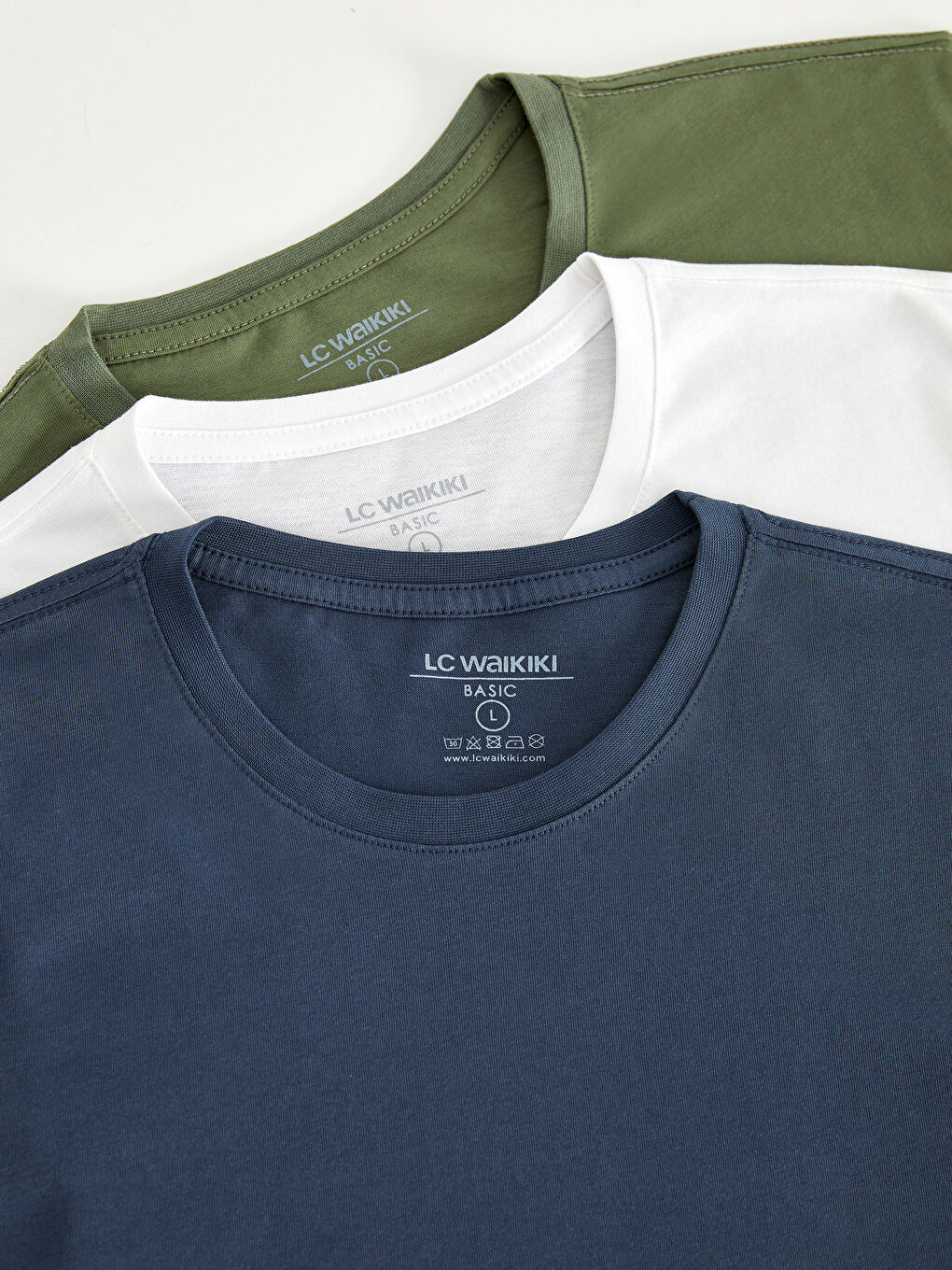 تيشيرت أساسي بياقة دائرية مصبوبة ومريحة، 3 قطع-7