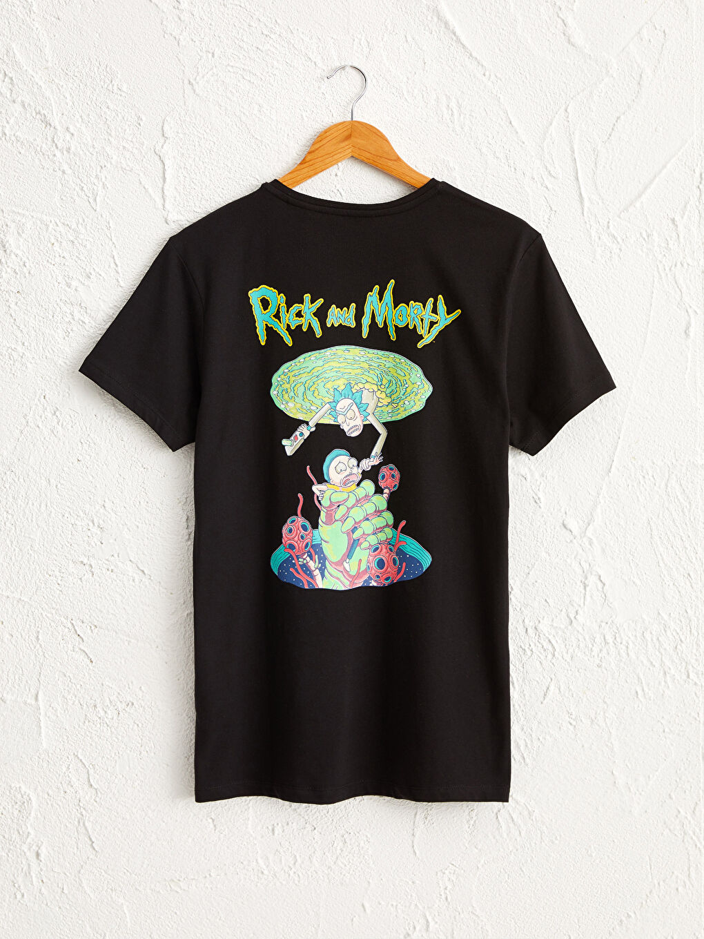 Crew Neck Rick and Morty Printed Combed T-Shirt-1