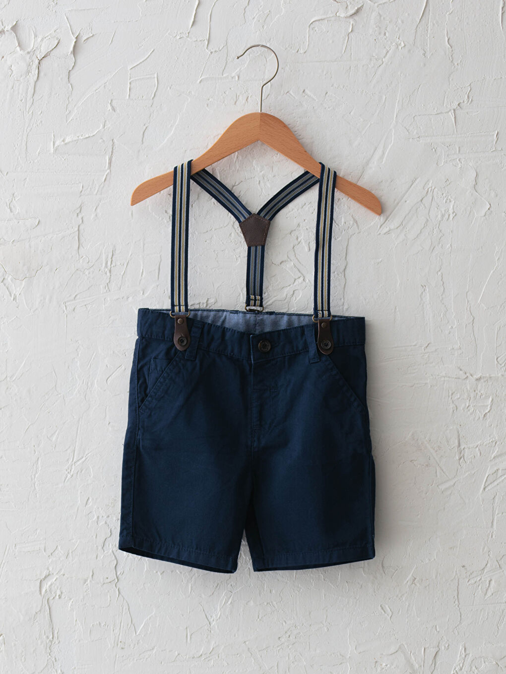 Lacivert Basic Erkek Bebek Gabardin Şort ve Pantolon Askısı