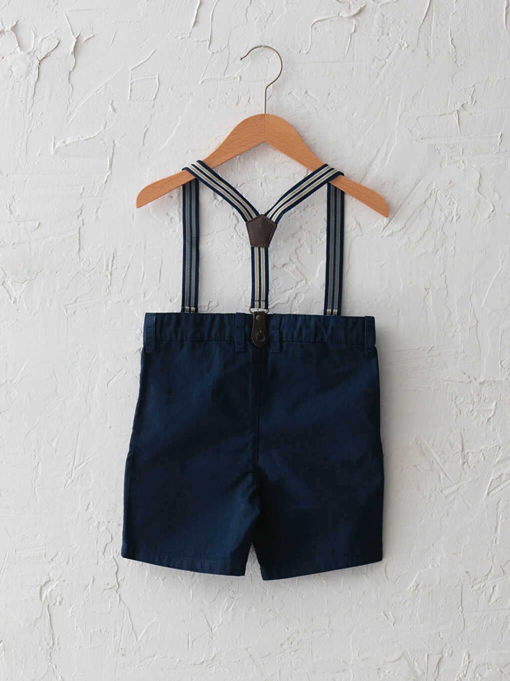Lacivert Basic Erkek Bebek Gabardin Şort ve Pantolon Askısı-1