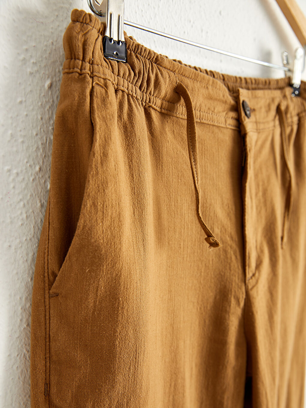 Slim Fit Linen Looking Ankle Length Trousers-1