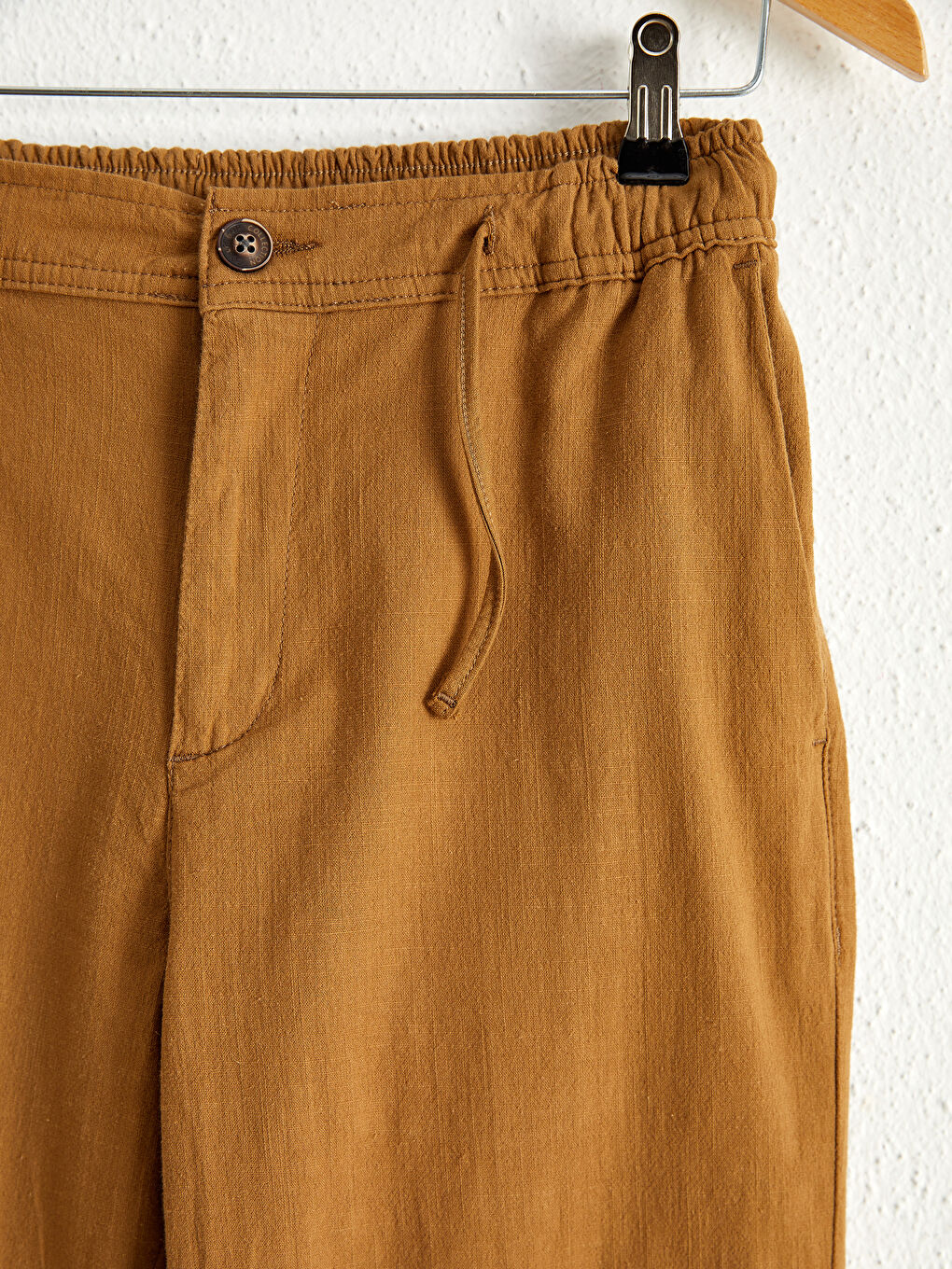 Slim Fit Linen Looking Ankle Length Trousers-3