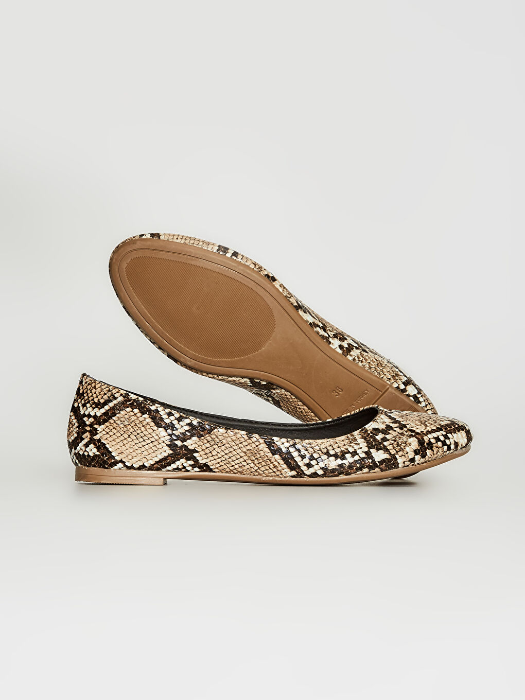 Karışık Kadın Yılan Derisi Görünümlü Babet Ayakkabı-2