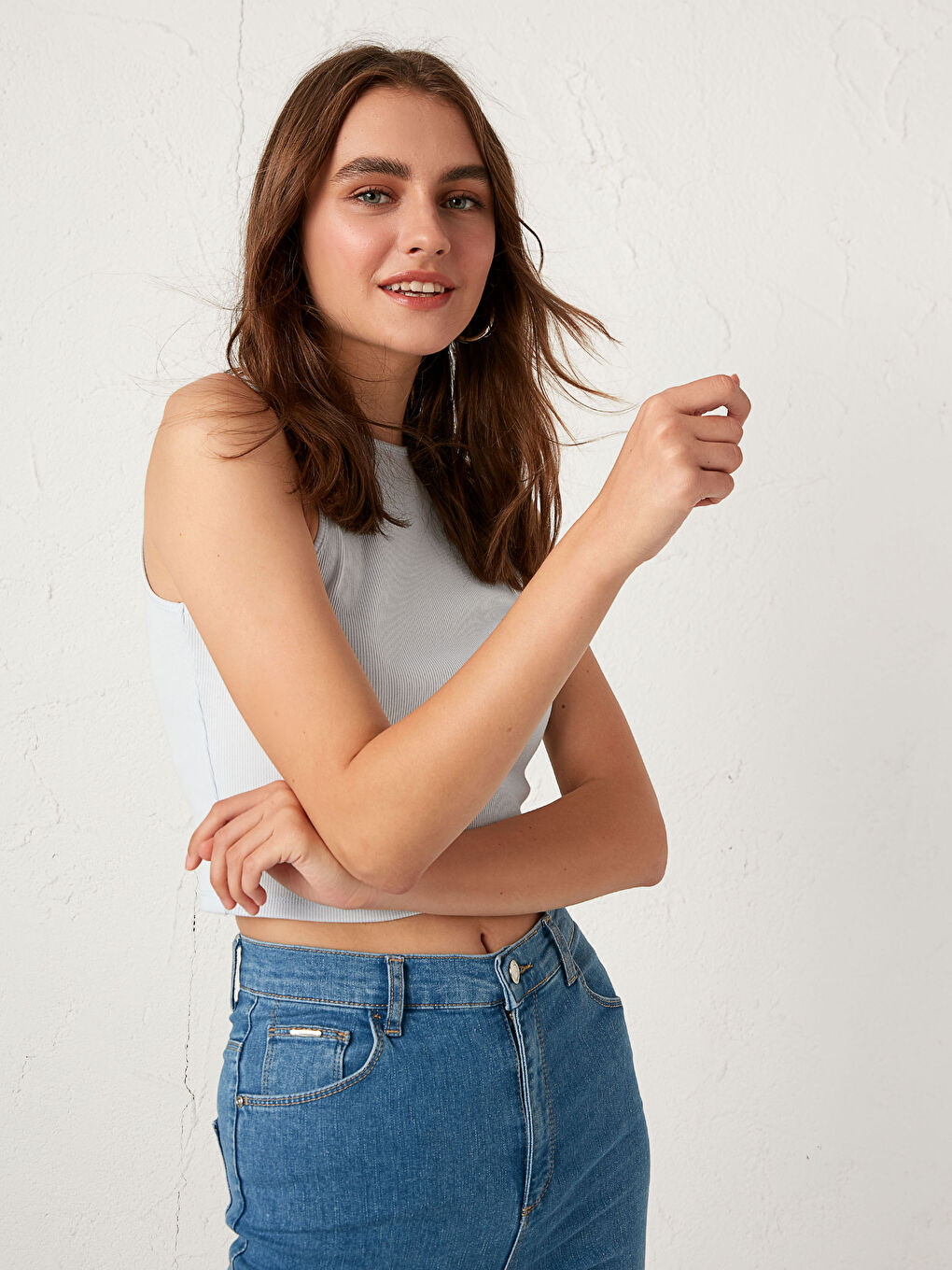 Mavi Bisiklet Yaka Kolsuz Pamuklu Atlet-14