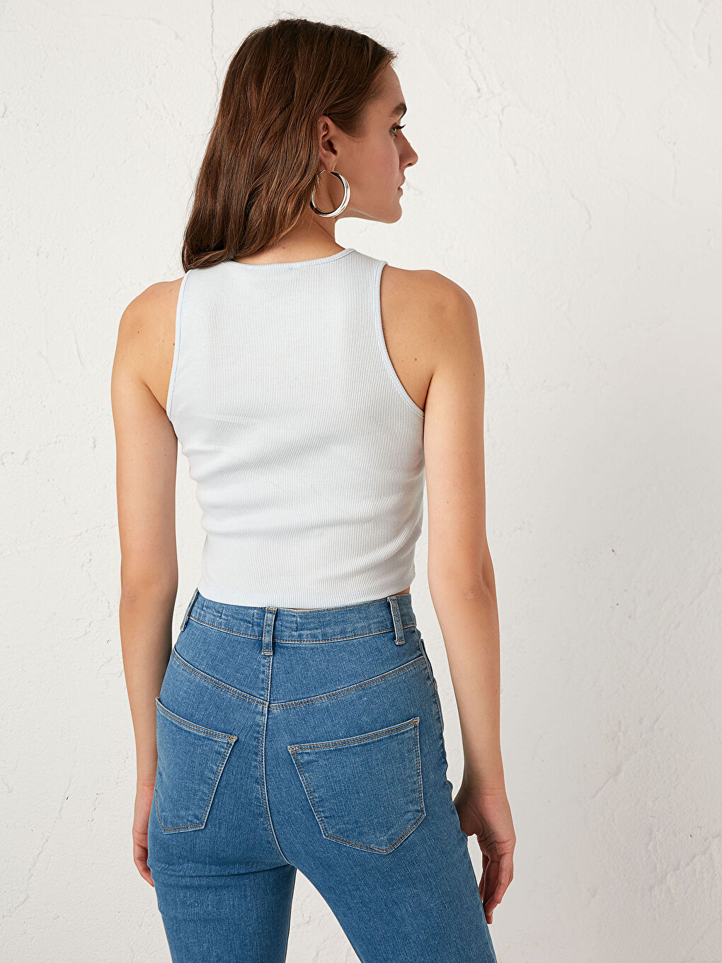 Mavi Bisiklet Yaka Kolsuz Pamuklu Atlet-17