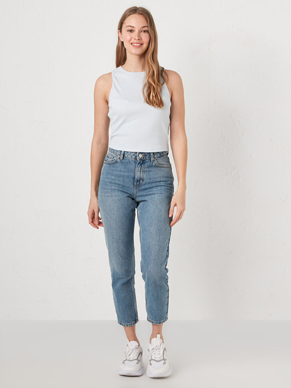 Mavi Bisiklet Yaka Kolsuz Pamuklu Atlet-3