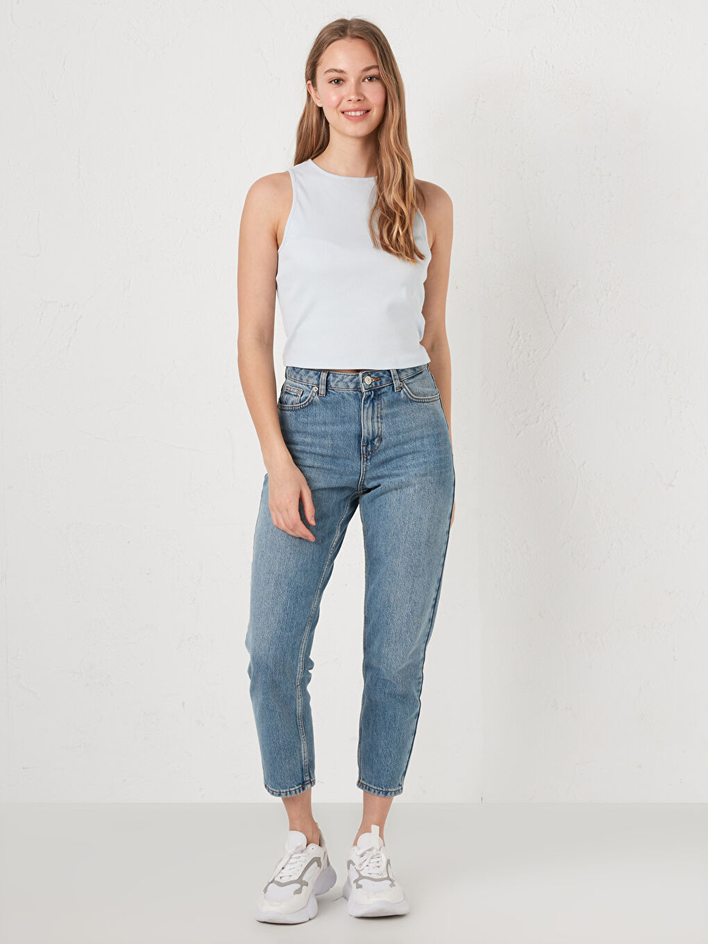 Mavi Bisiklet Yaka Kolsuz Pamuklu Atlet-2