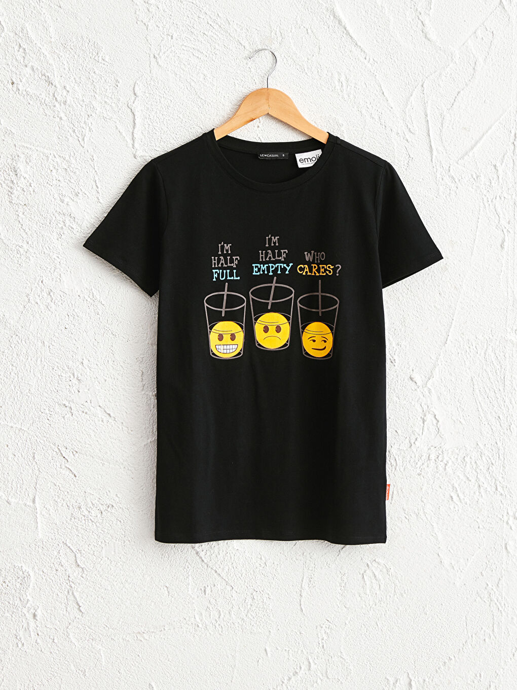 Siyah Baskılı Pamuklu Tişört