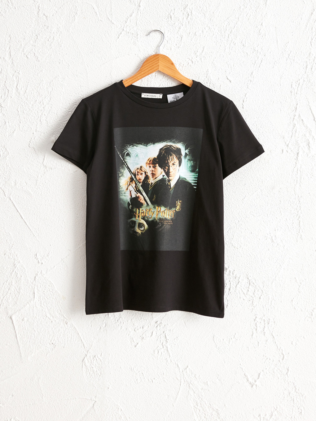 Siyah Harry Potter Baskılı Pamuklu Tişört