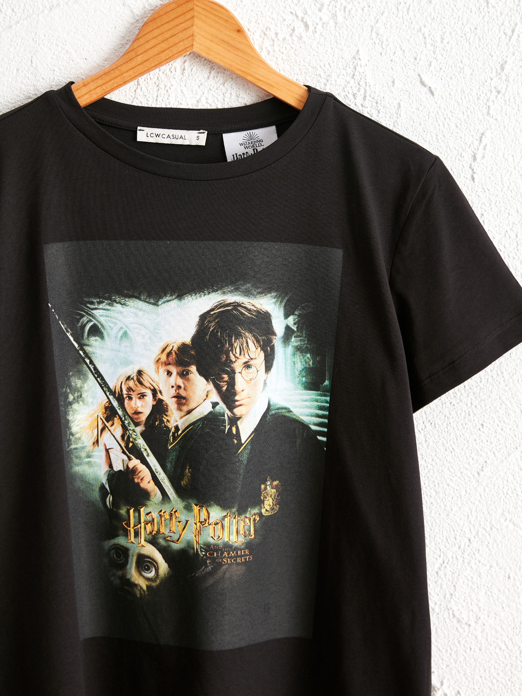 Siyah Harry Potter Baskılı Pamuklu Tişört-2
