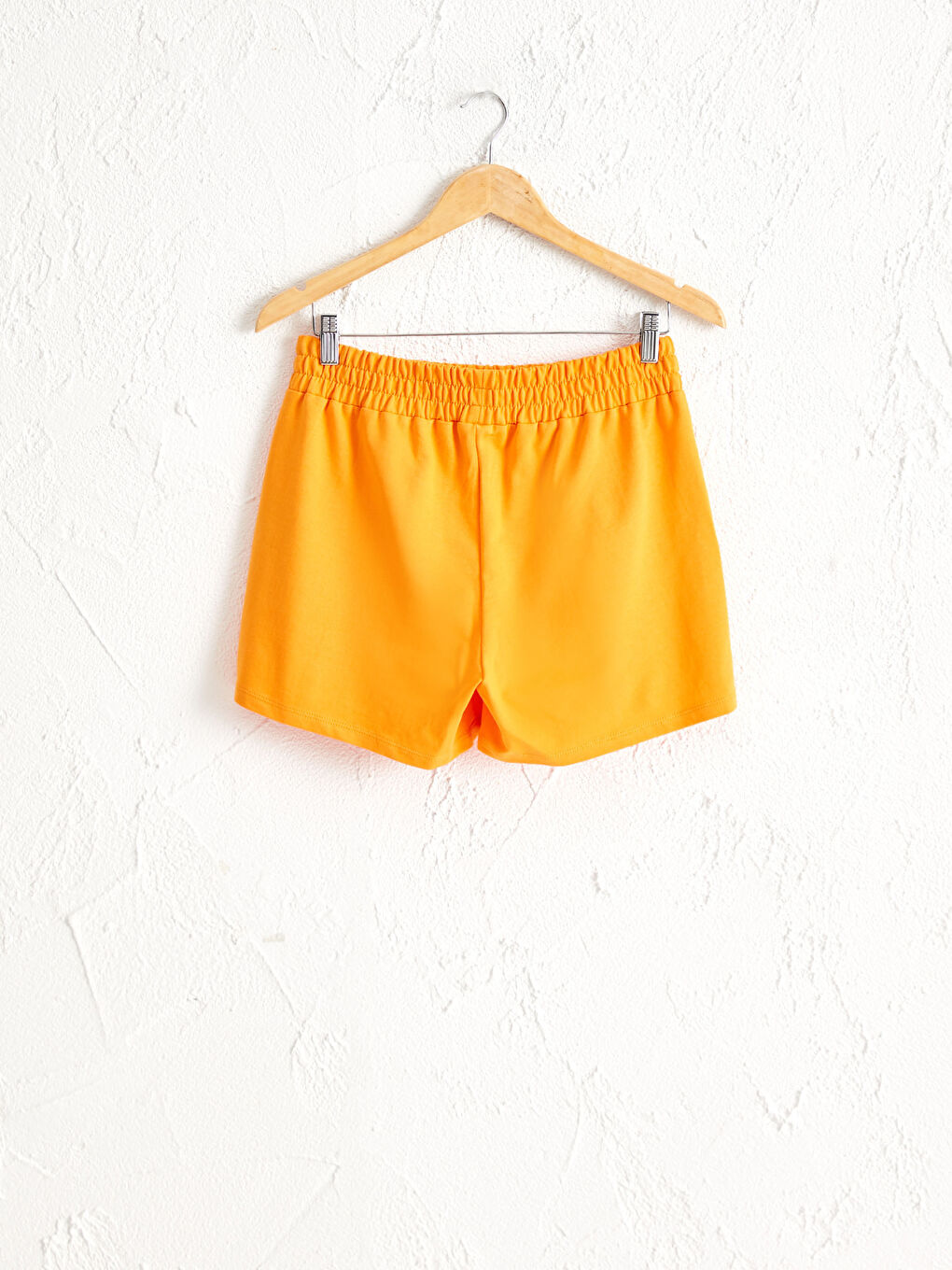 Turuncu Standart Fit Kadın Beli Lastikli Şort-1