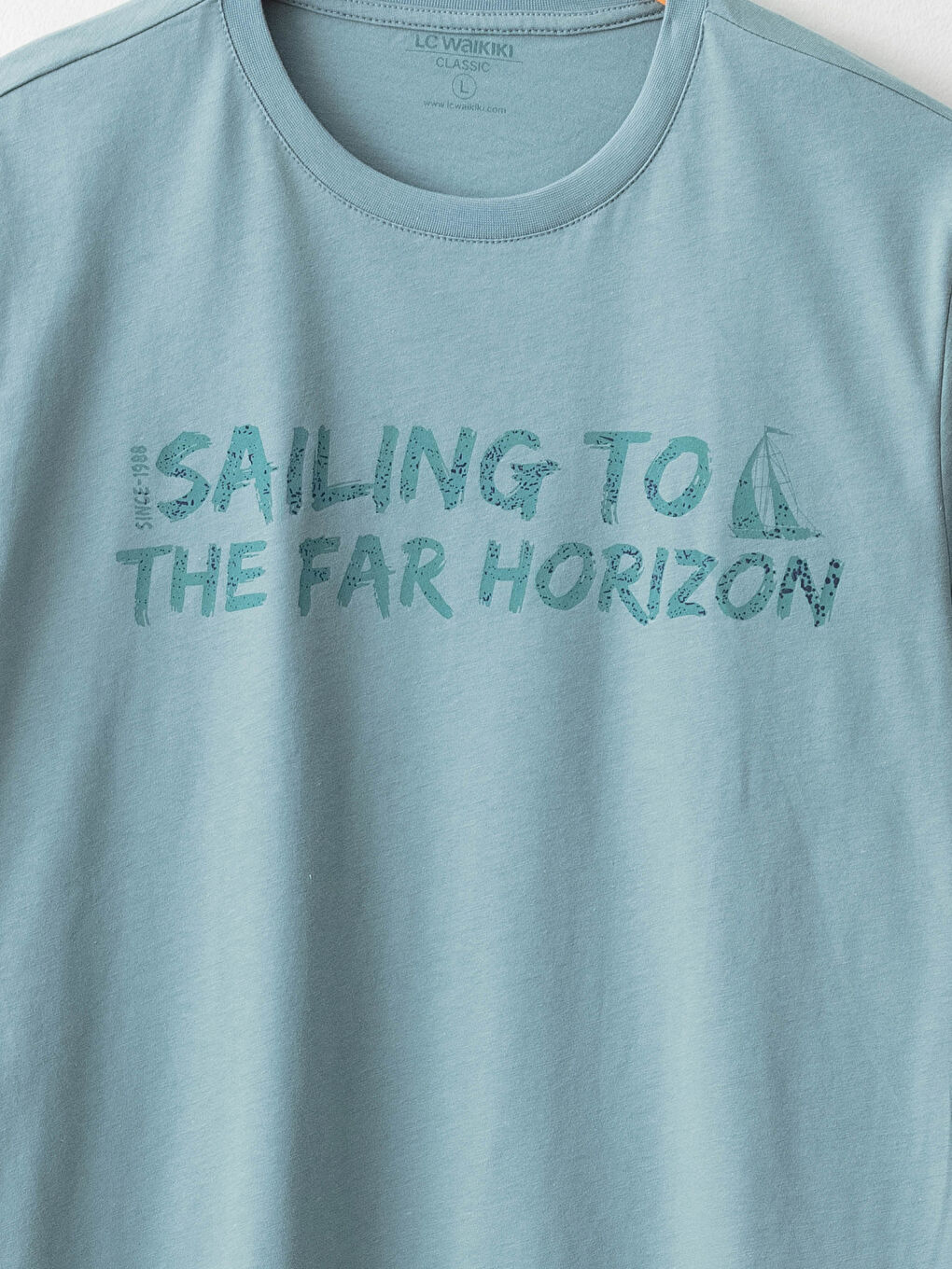 Yeşil Bisiklet Yaka Kısa Kollu Baskılı Penye Erkek Tişört-2