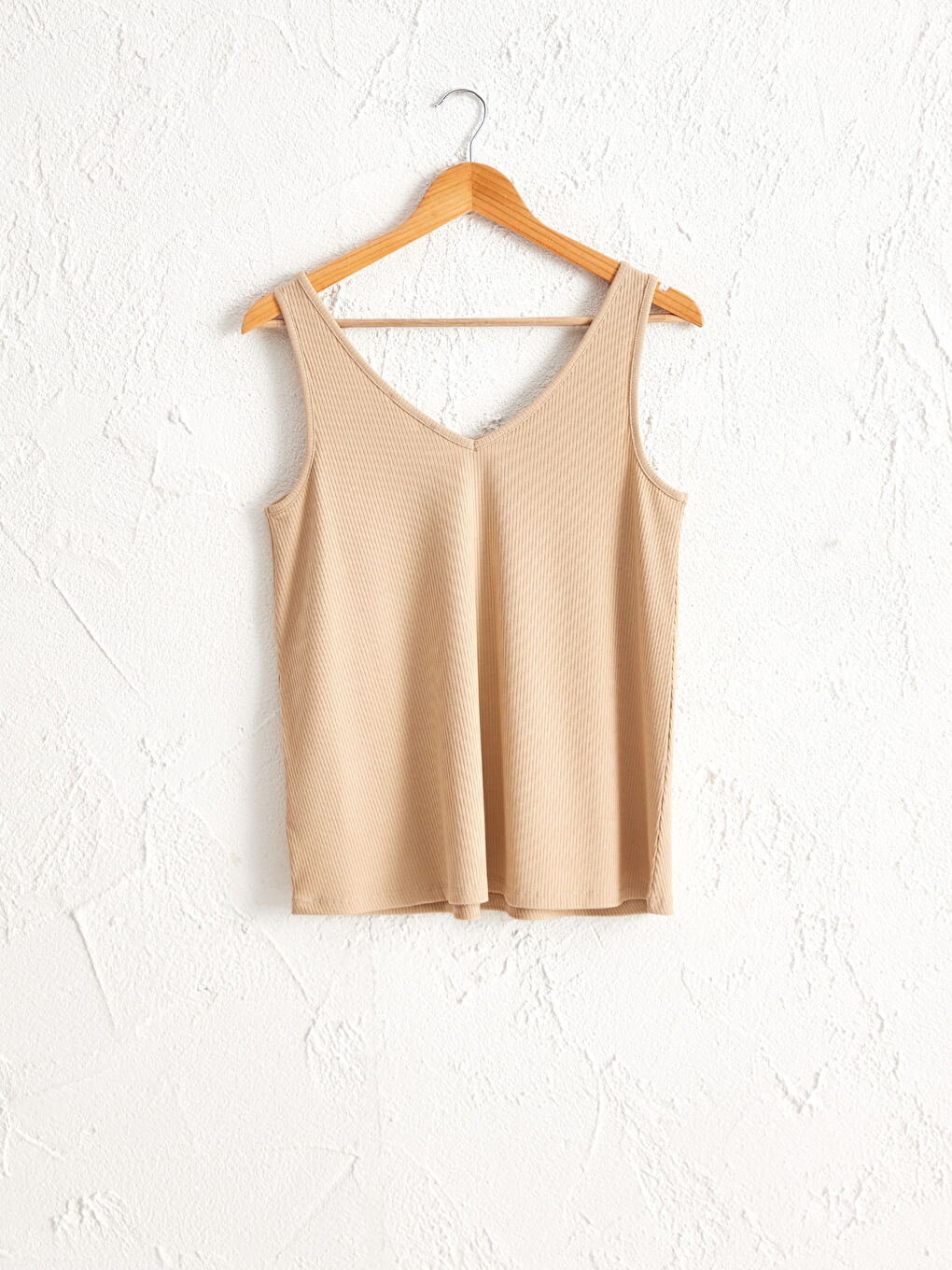 Top majica sa V izrezom standardnog kroja od češljanog pamuka, ženski fleksibilni top bez rukava sa V izrezom-1