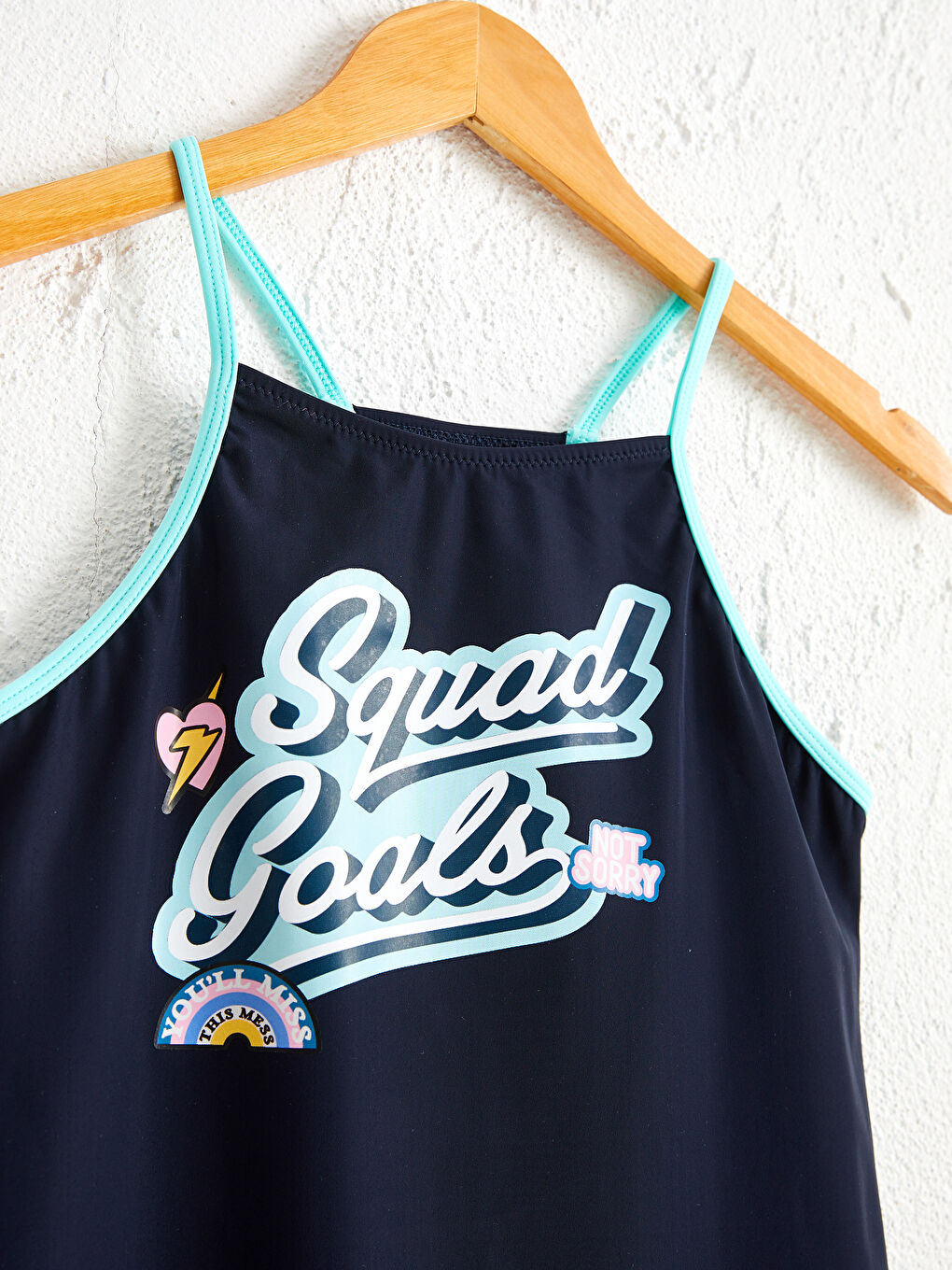 Yeşil Halter Yaka Standart Fit Askılı Genç Havuz Mayosu-2