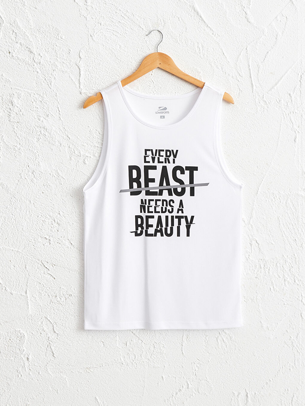 Beyaz Standart Kalıp Erkek Kolsuz Tişört