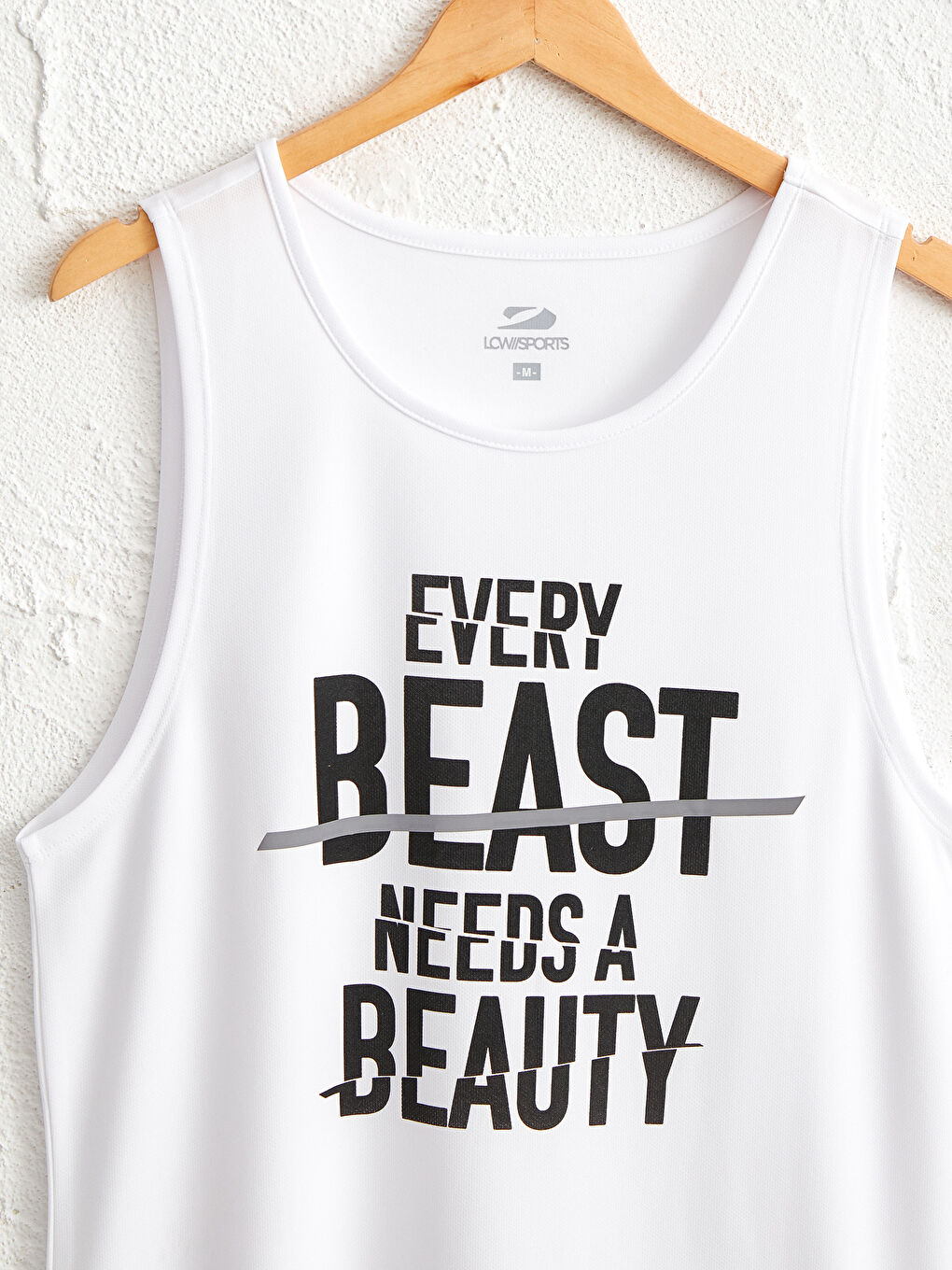 Beyaz Standart Kalıp Erkek Kolsuz Tişört-2