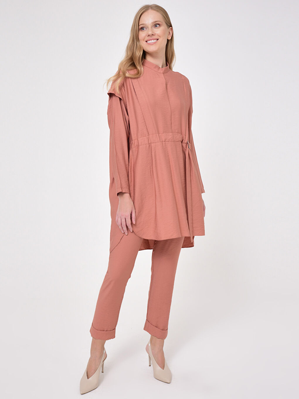 Pembe Bilek Boy Poliviskon Pantolon