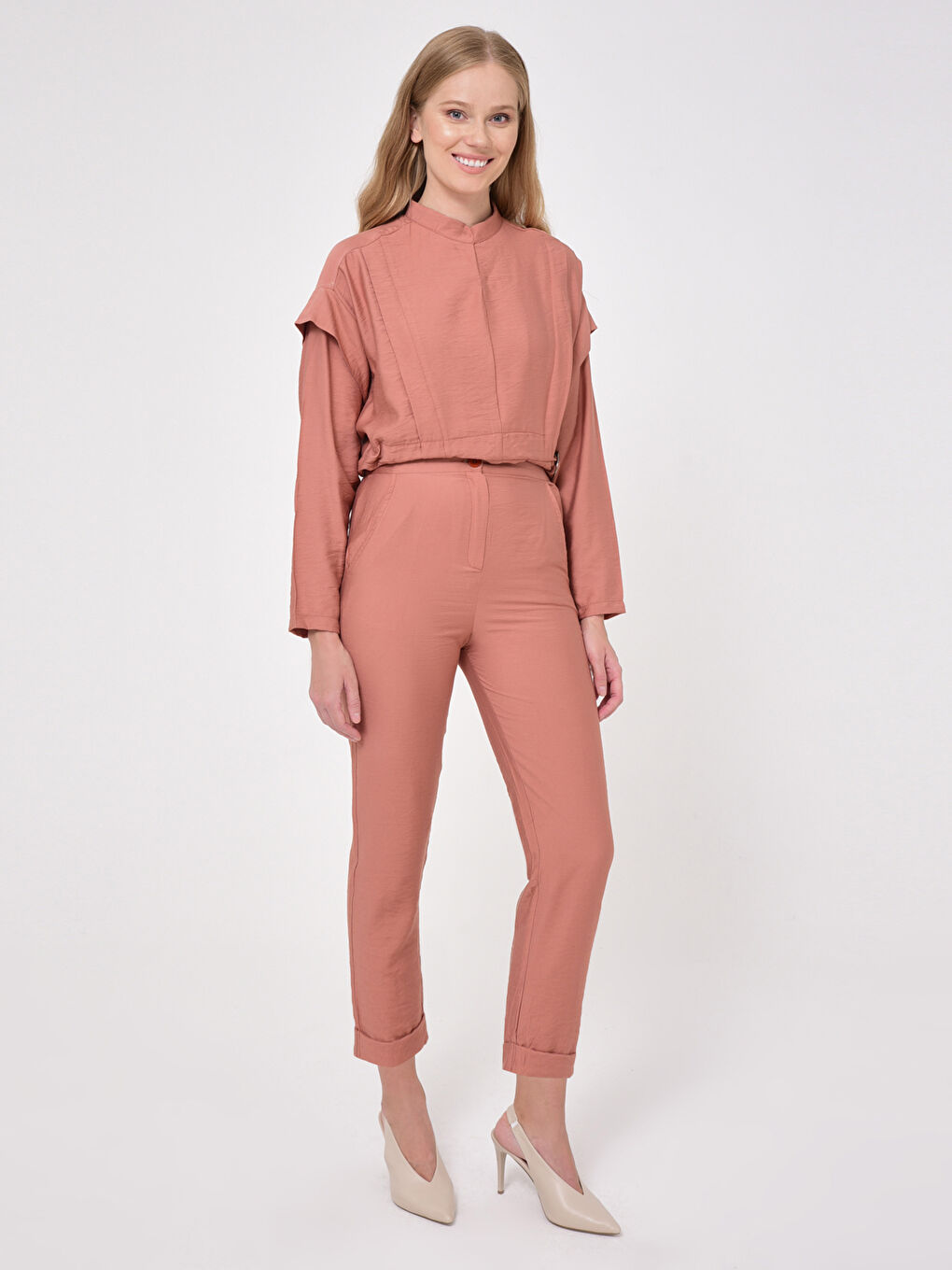 Pembe Bilek Boy Poliviskon Pantolon-1