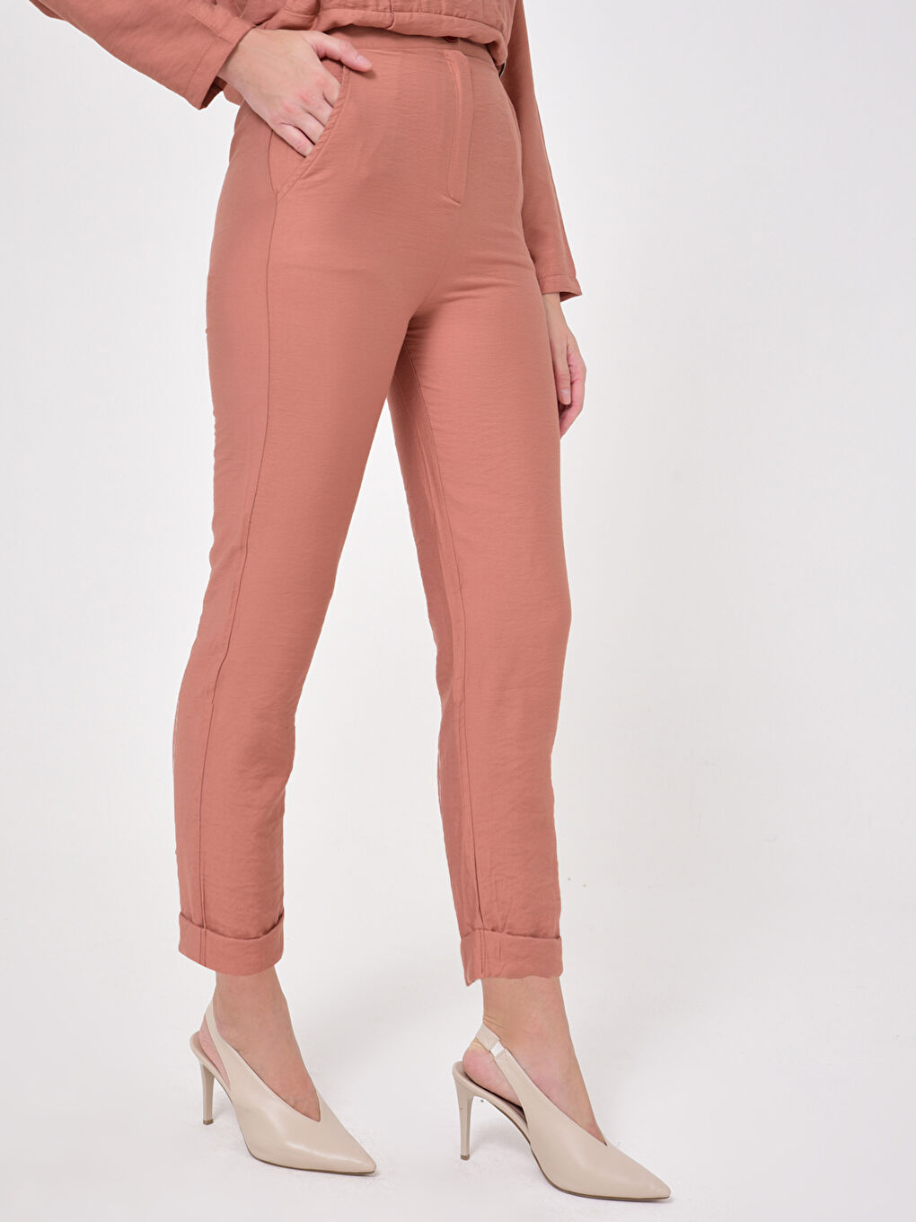 Pembe Bilek Boy Poliviskon Pantolon-2