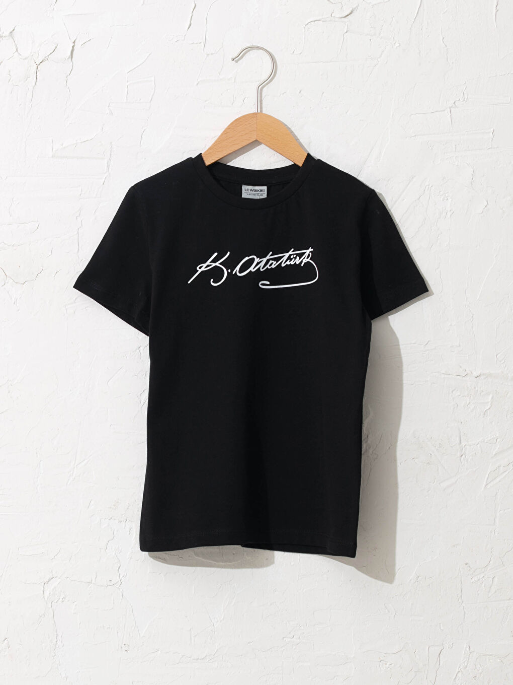 Siyah Erkek Çocuk Atatürk İmzalı Pamuklu Tişört