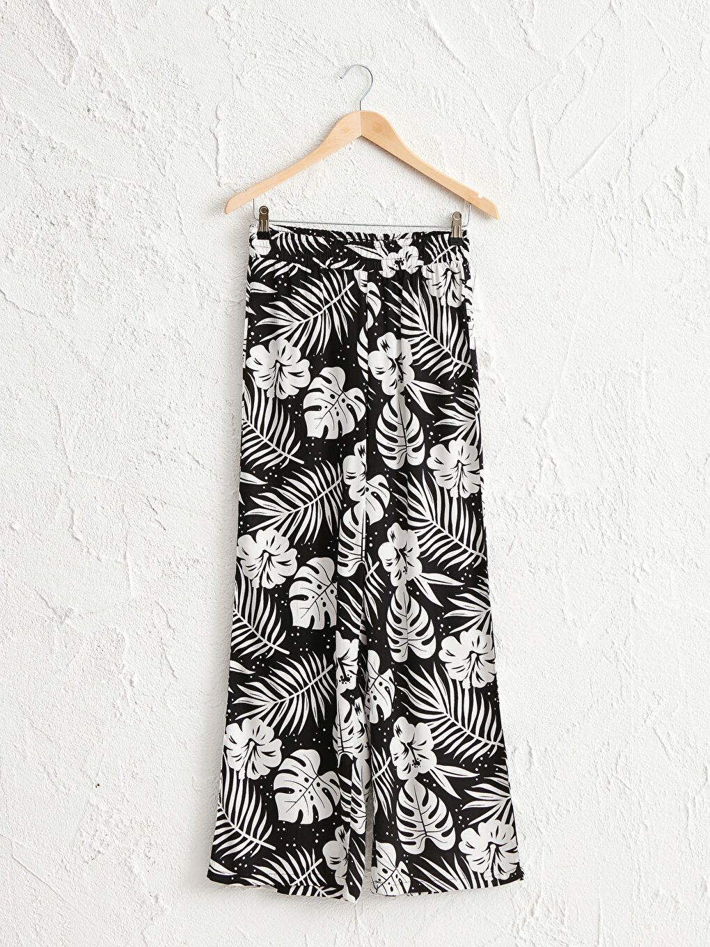 Elastic Waist Figured Palazzo Pants