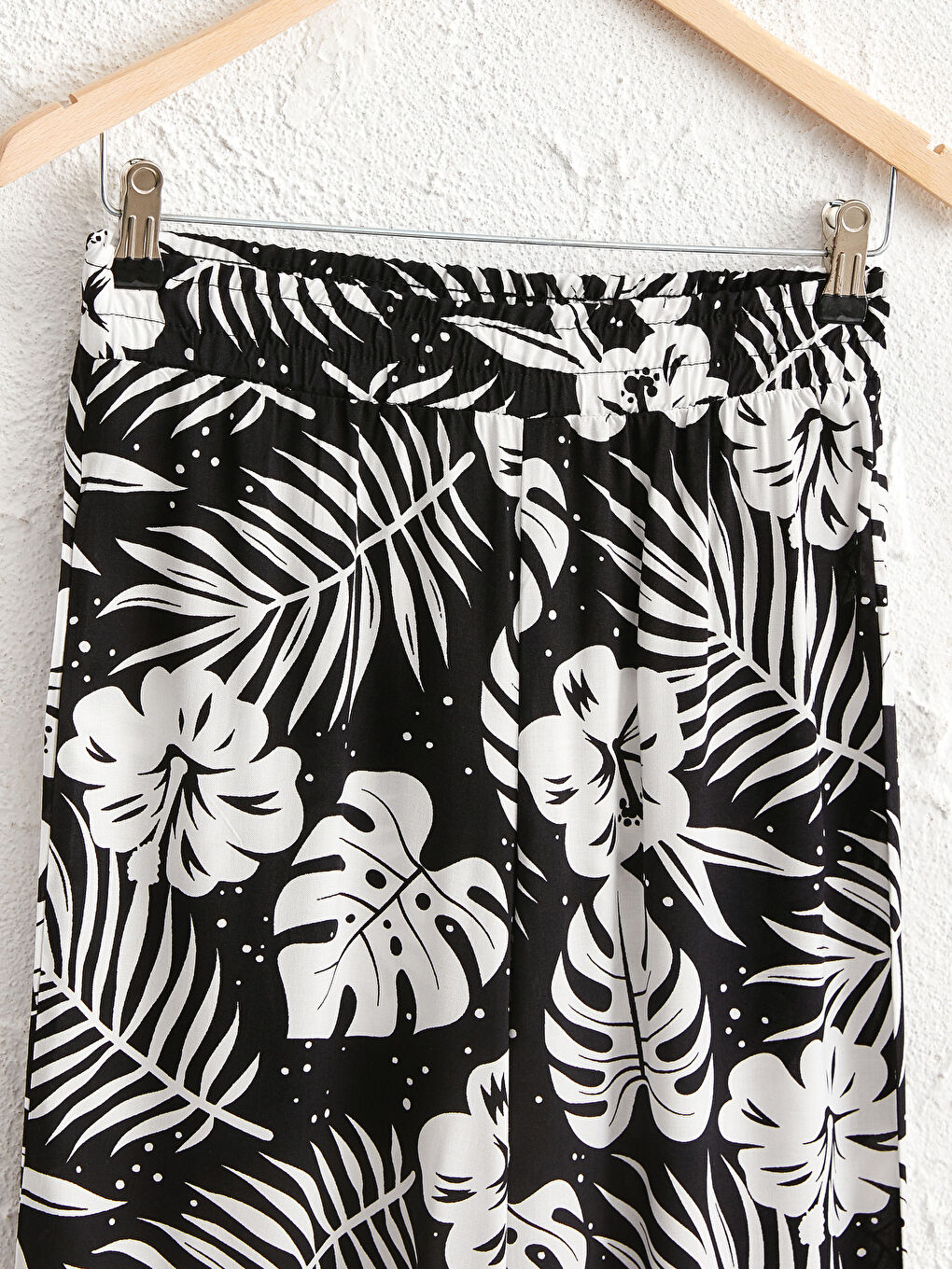 Elastic Waist Figured Palazzo Pants-2