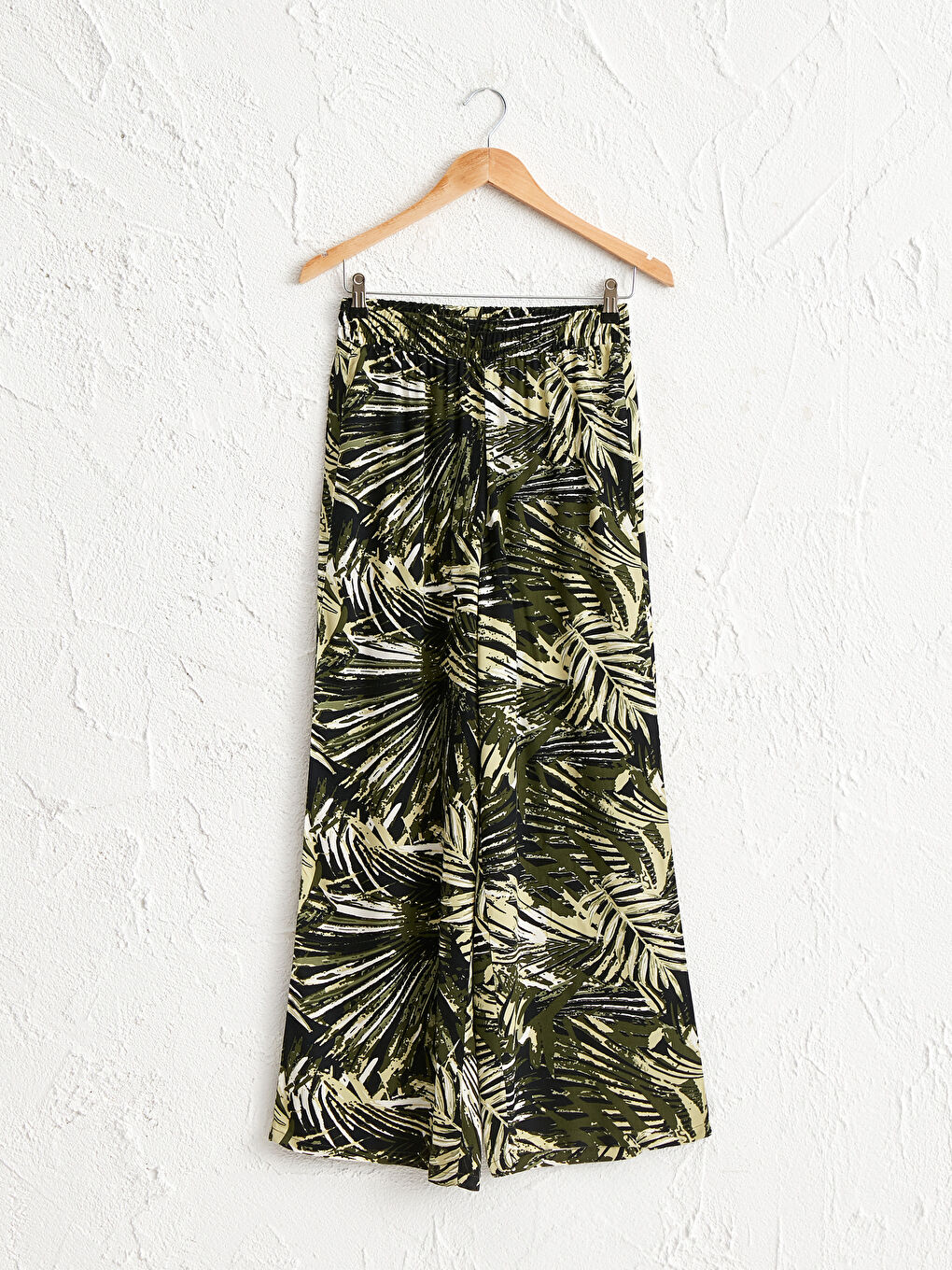 Elastic Waist Figured Palazzo Pants