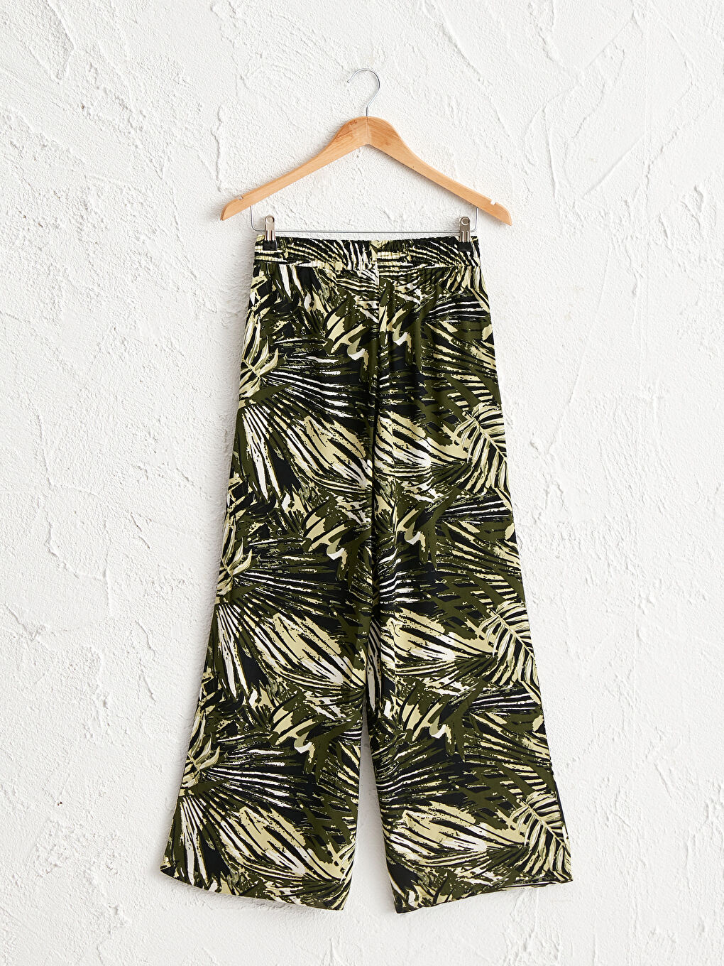 Elastic Waist Figured Palazzo Pants-2